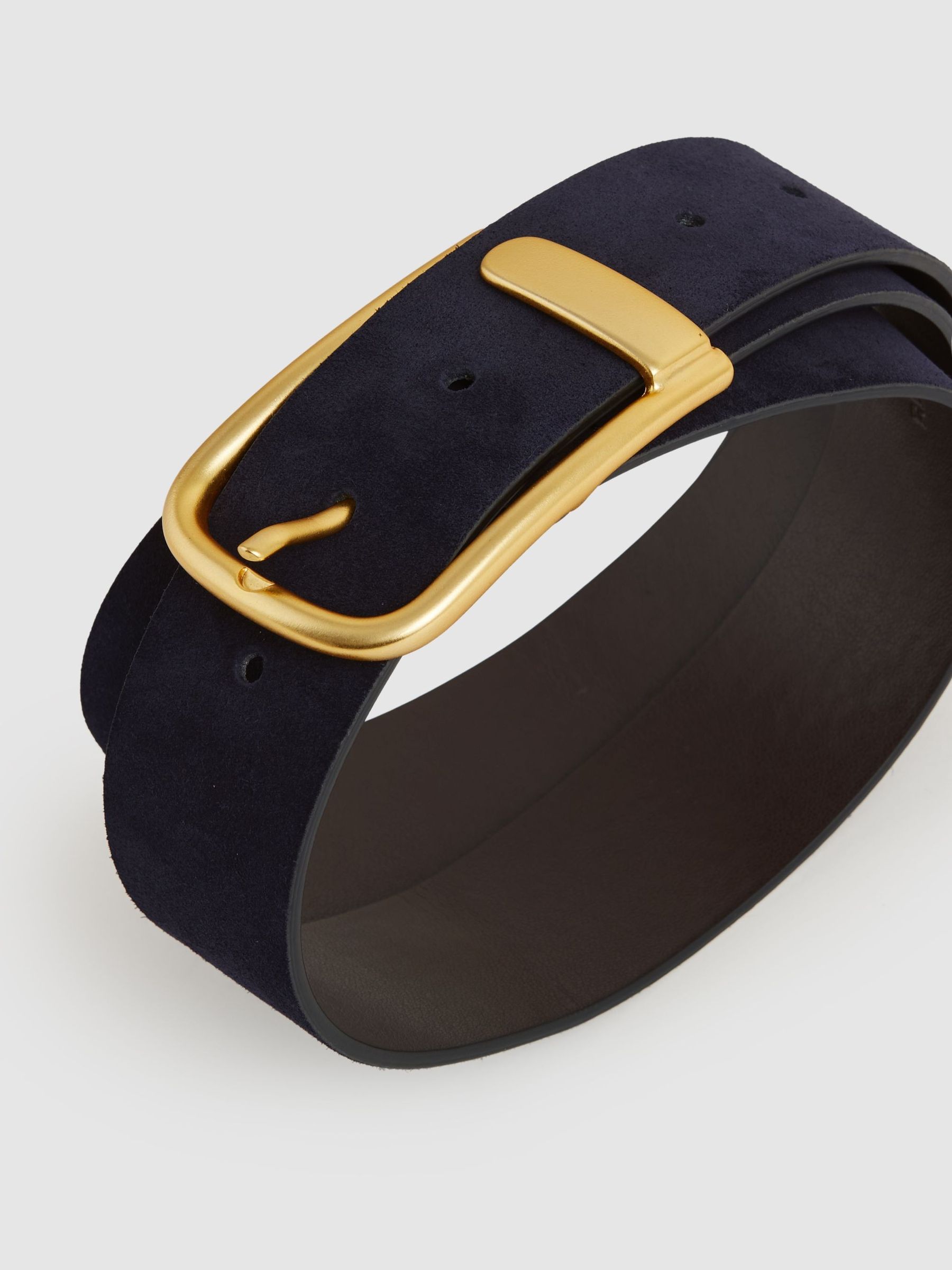 Suede Half Keeper Belt in Navy