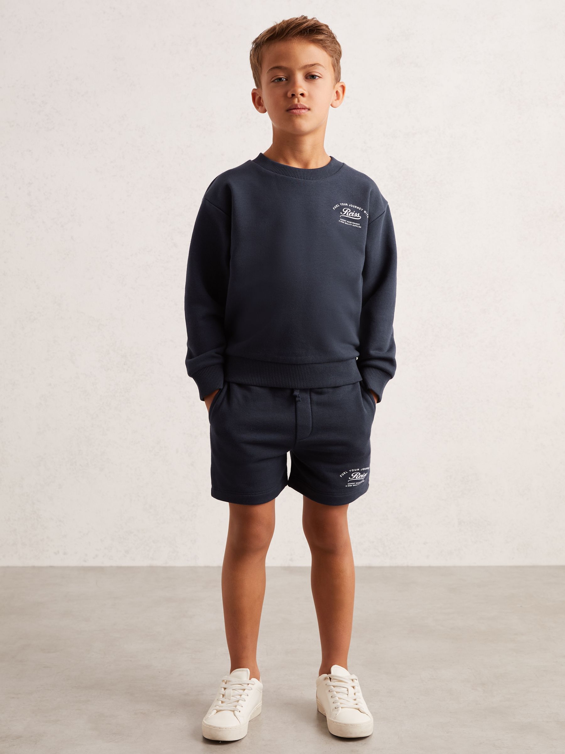 3-9 yrs Cotton Blend Motor Cars Sweat Shorts in Washed Blue