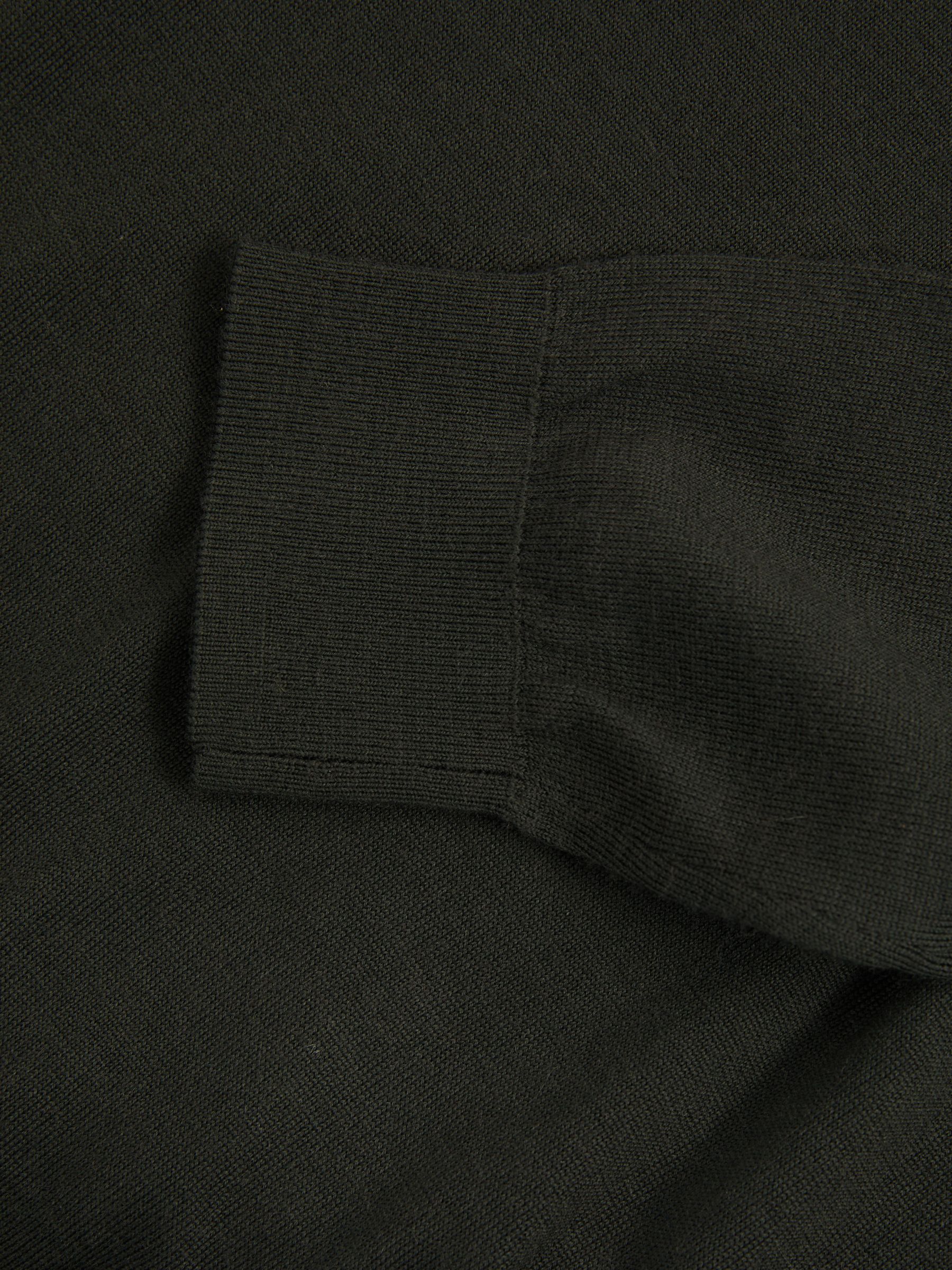 Merino Wool Half-Zip Funnel Neck Jumper in Dark Military Green