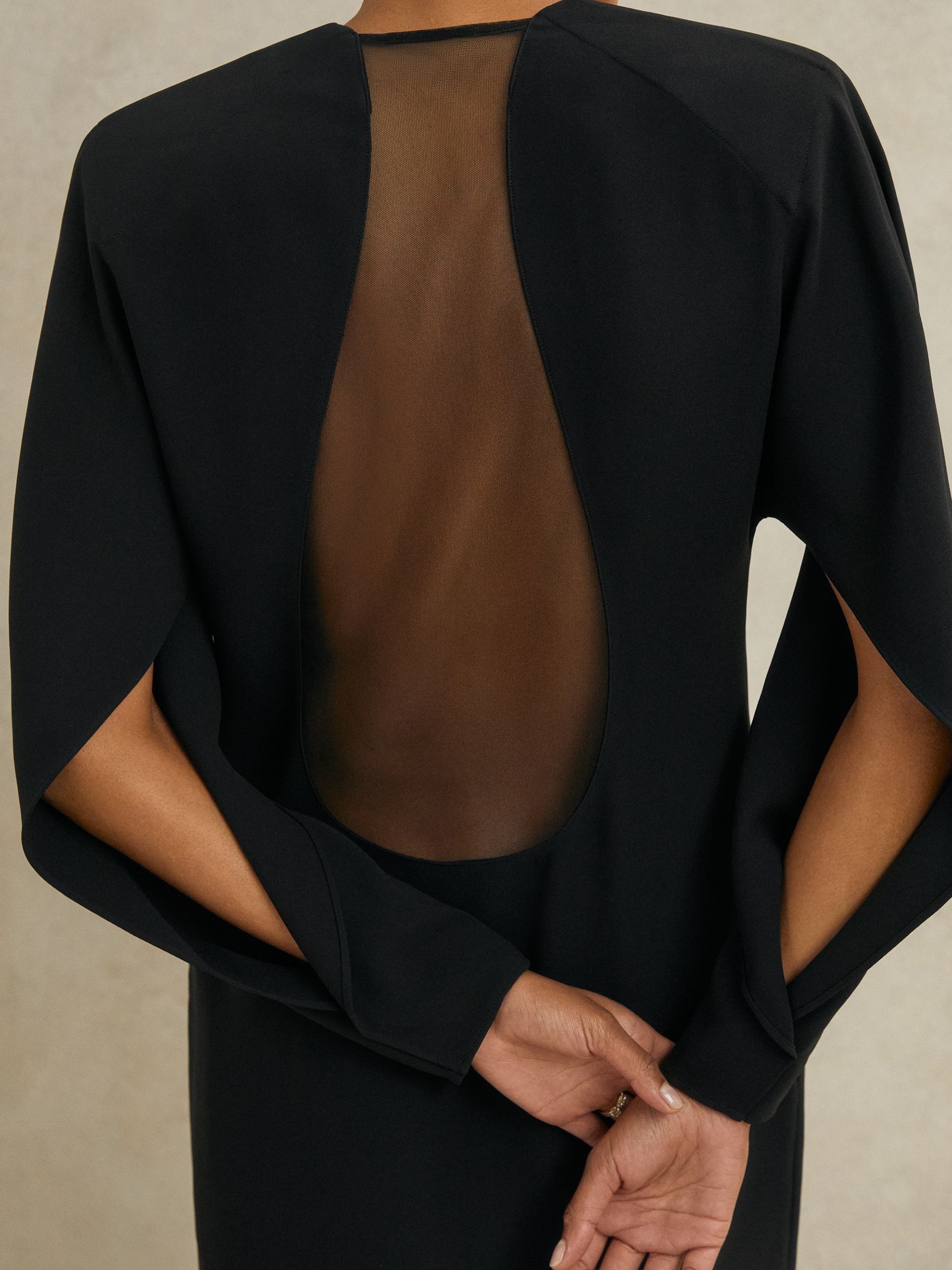 Atelier Crepe Sheer-Back Mini Dress in Black