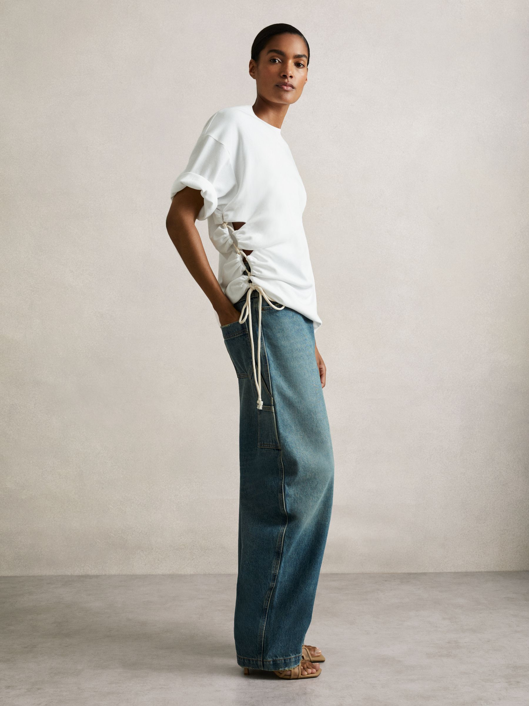 Atelier Cotton Cut-Out Rope-Cord Top in White