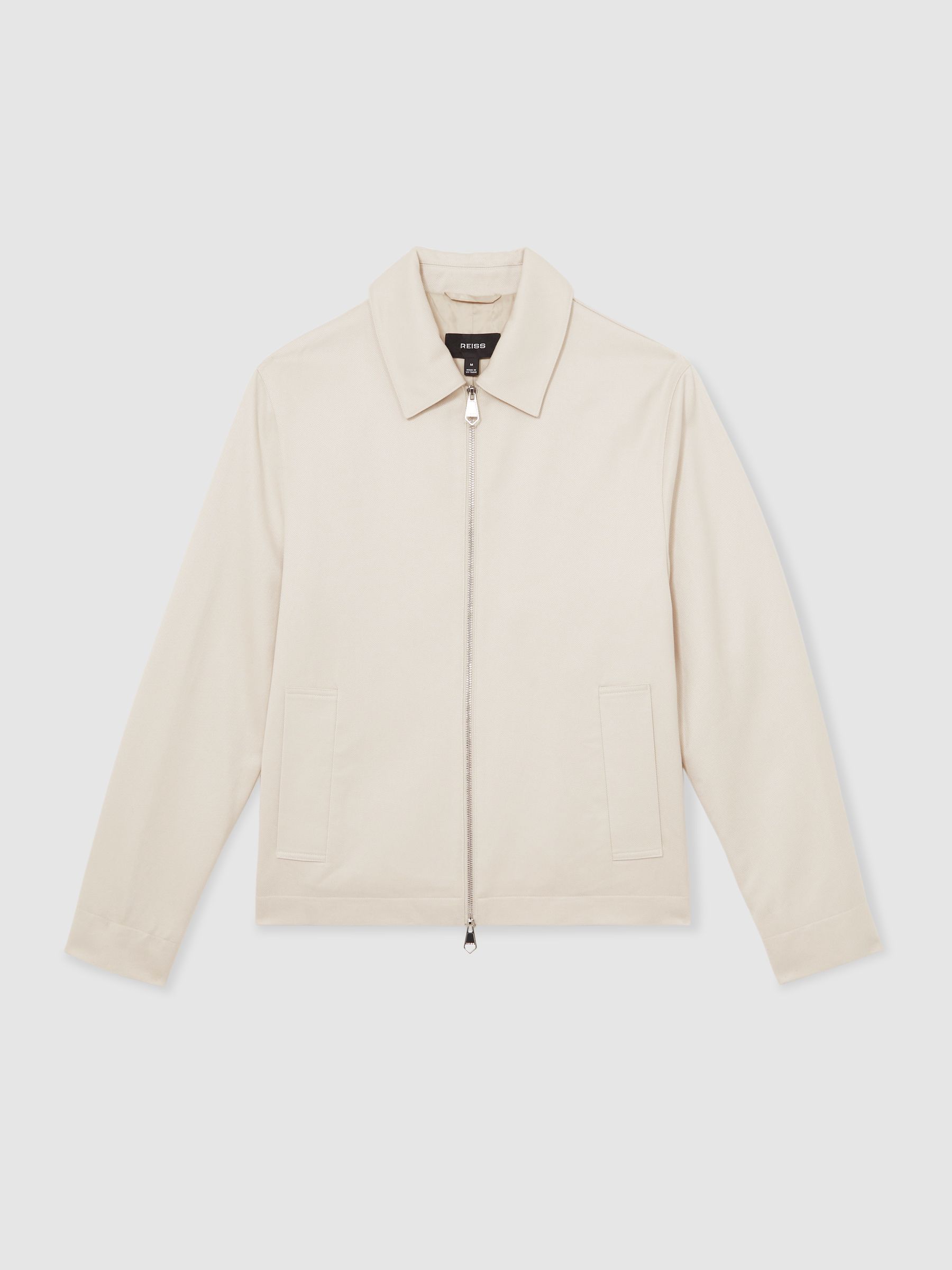 Lyocell-Cotton Zip-Through Twill Jacket in Ecru
