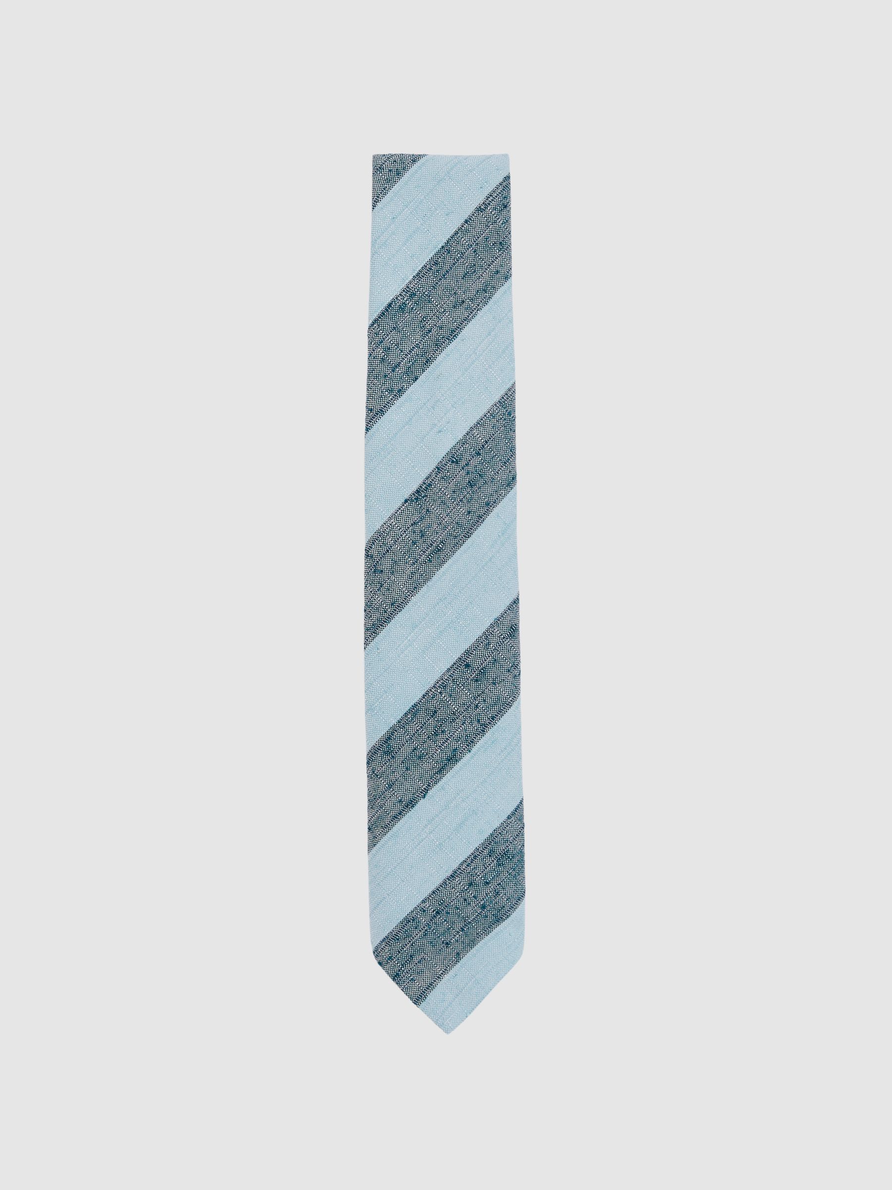 Silk-Blend Textured Stripe Tie in Soft Blue