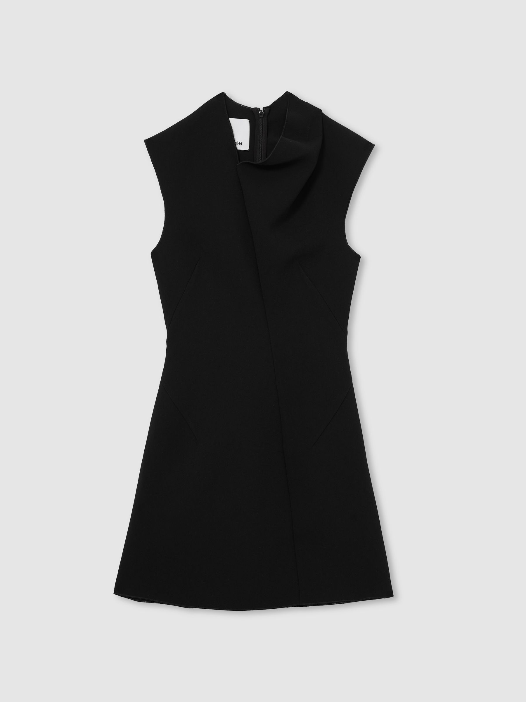 Acler Crepe Draped-Neck Mini Dress in Black