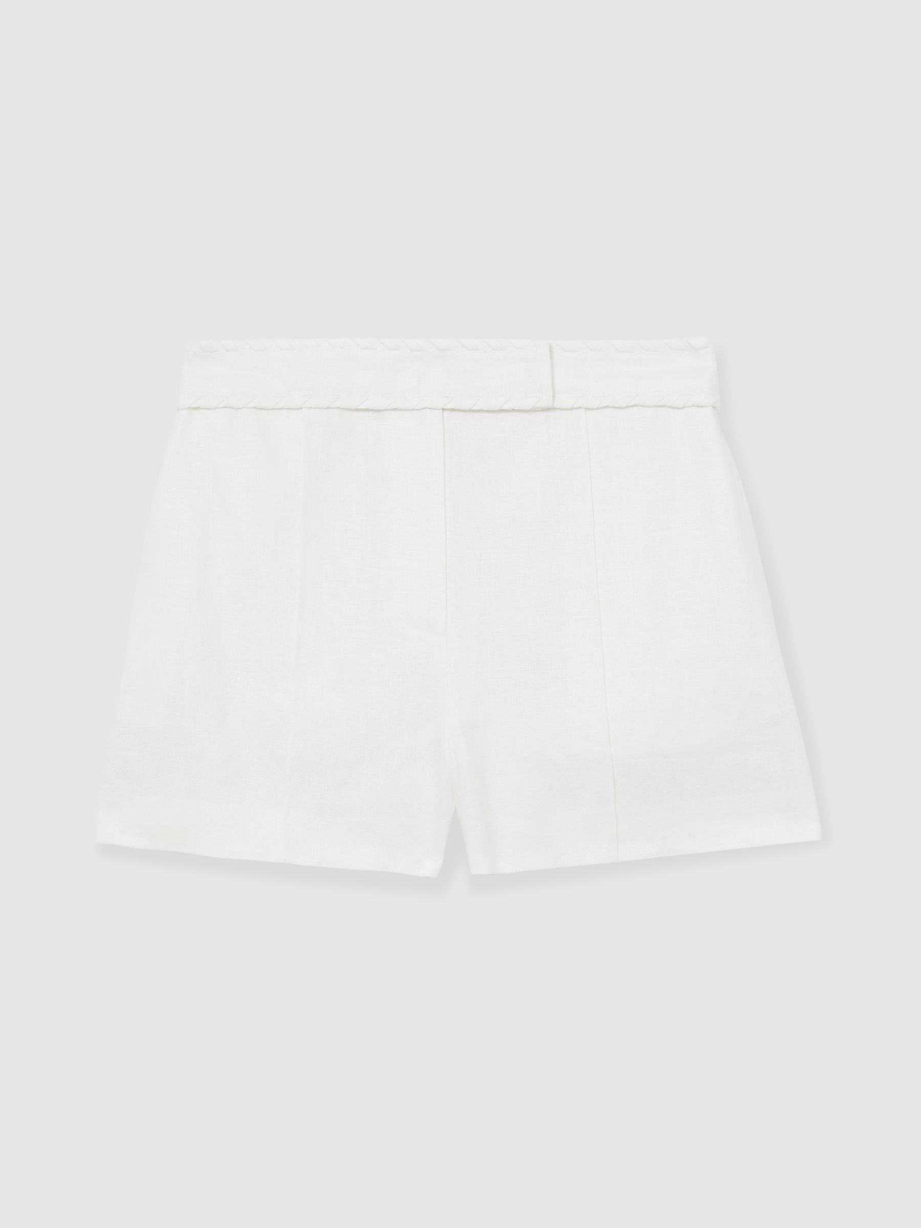 Linen Whipstitch Shorts in White