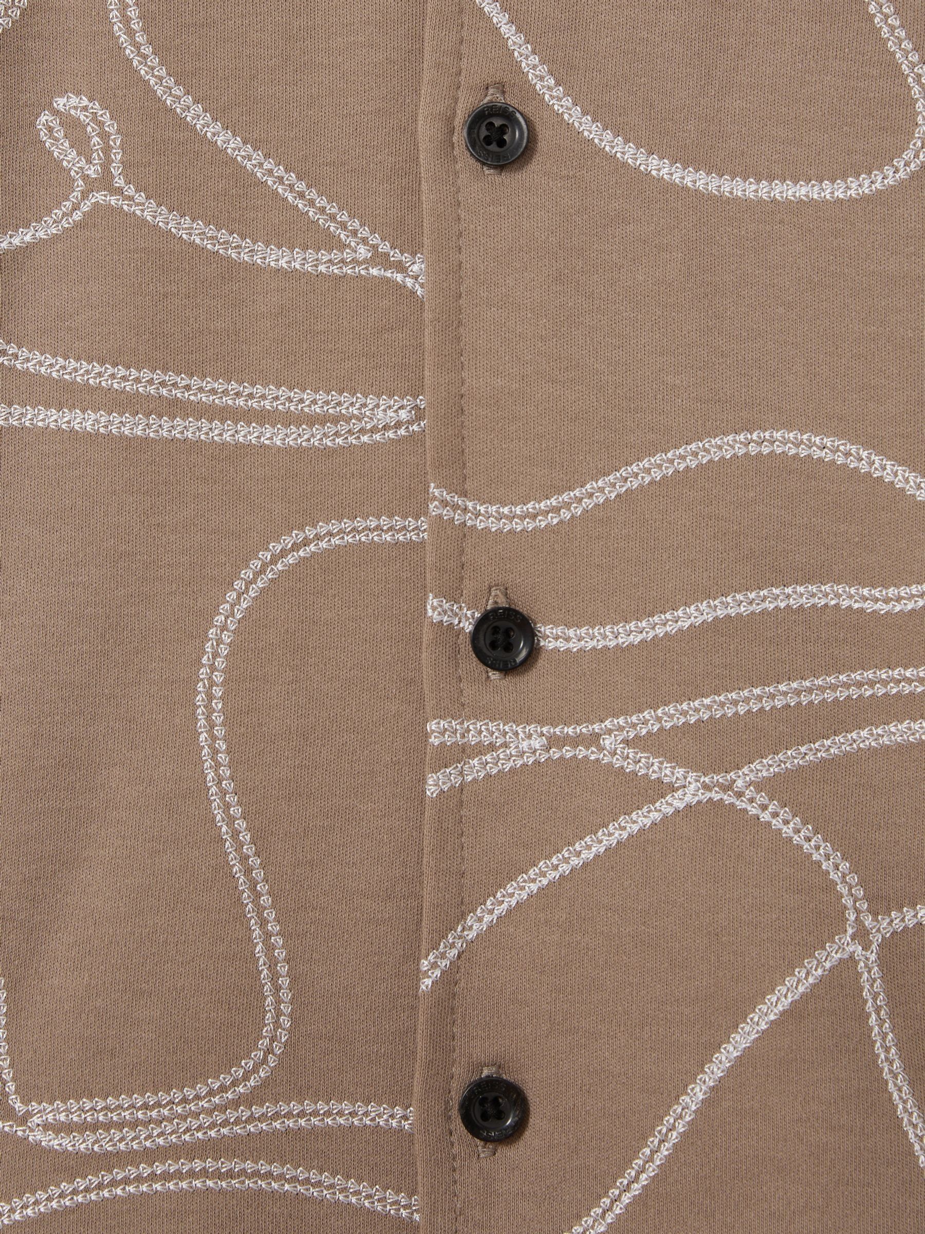 Cotton Jersey Embroidered Shirt in Taupe