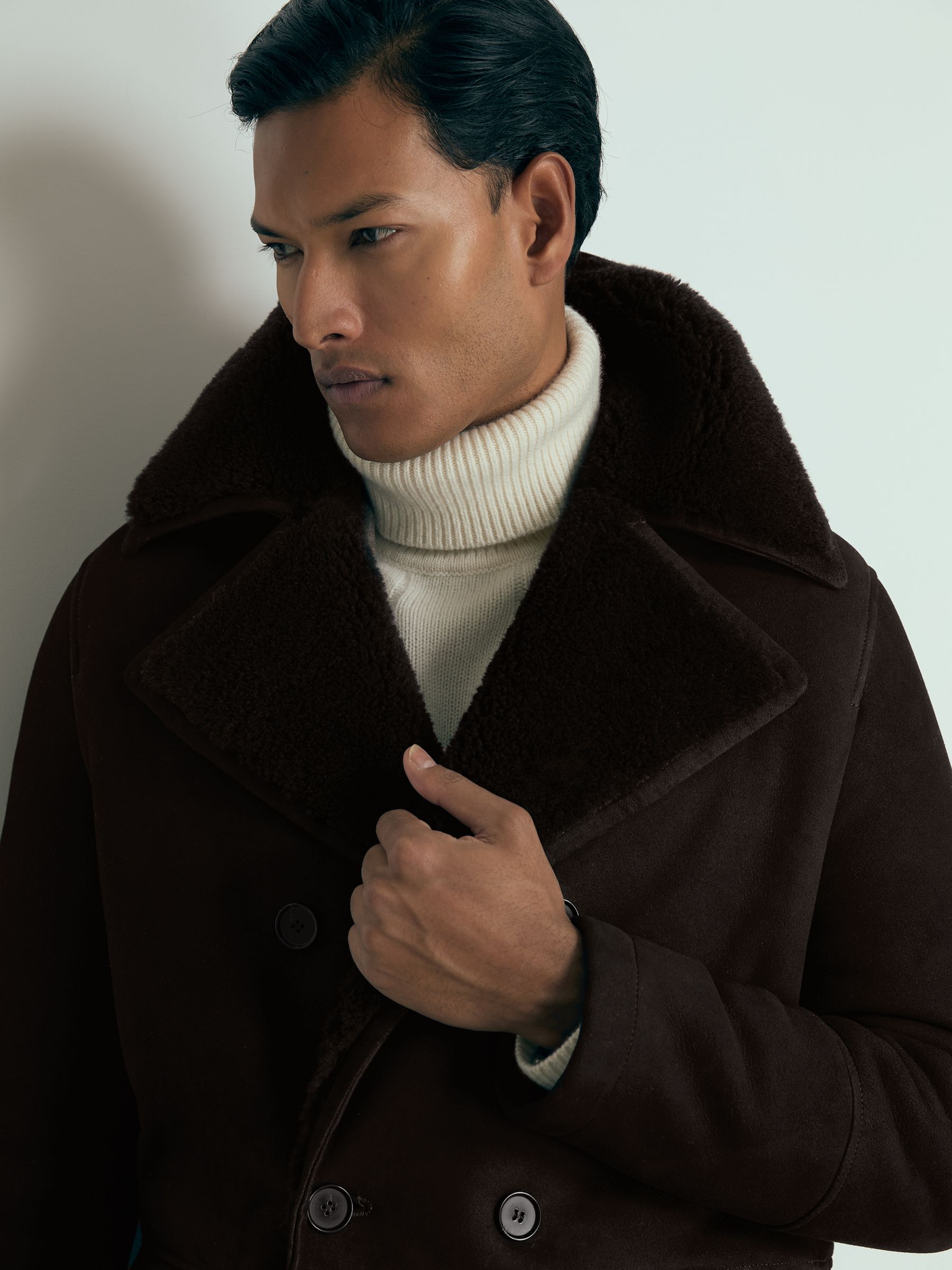 Atelier Suede Shearling Jacket in Brown