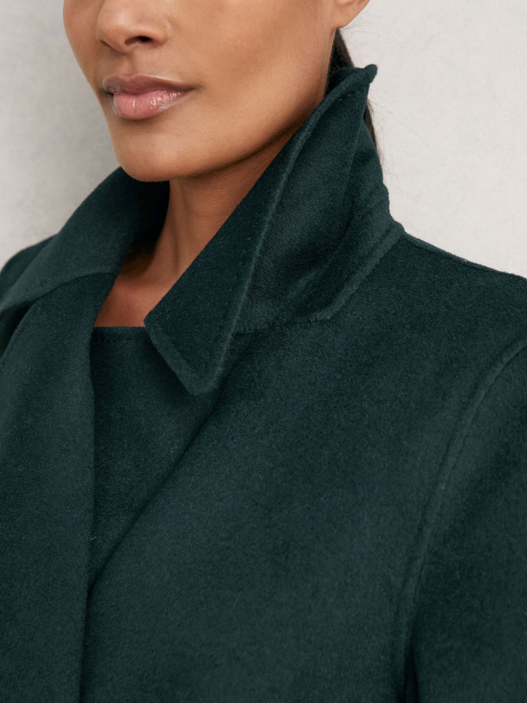 Double-Breasted Blindseam Coat Wool-Blend in Green