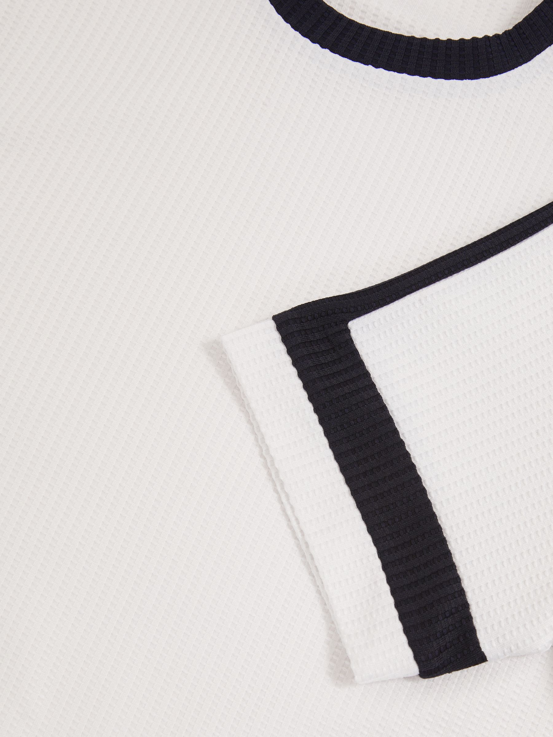 Oversized Textured T-Shirt in White/Navy