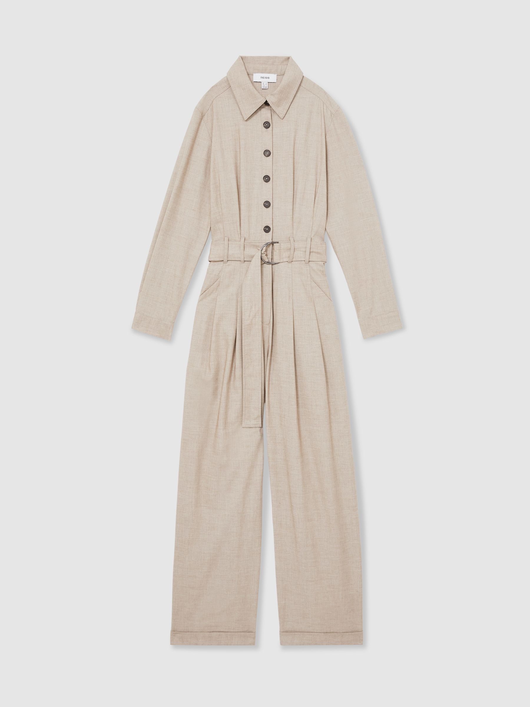 Tailored Wide Leg Jumpsuit in Neutral