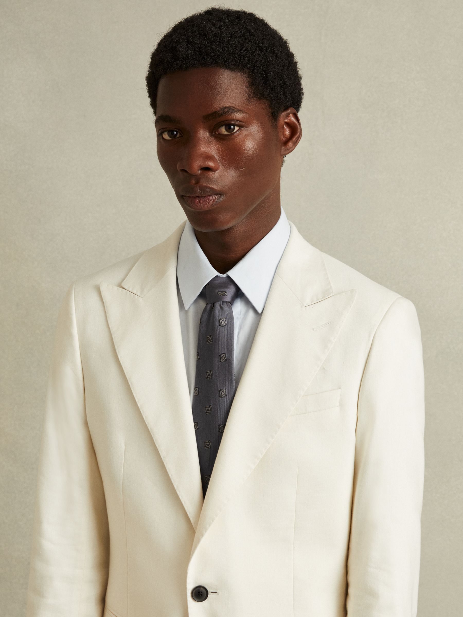 Silk Blend Jacquard Tie in Steel Blue