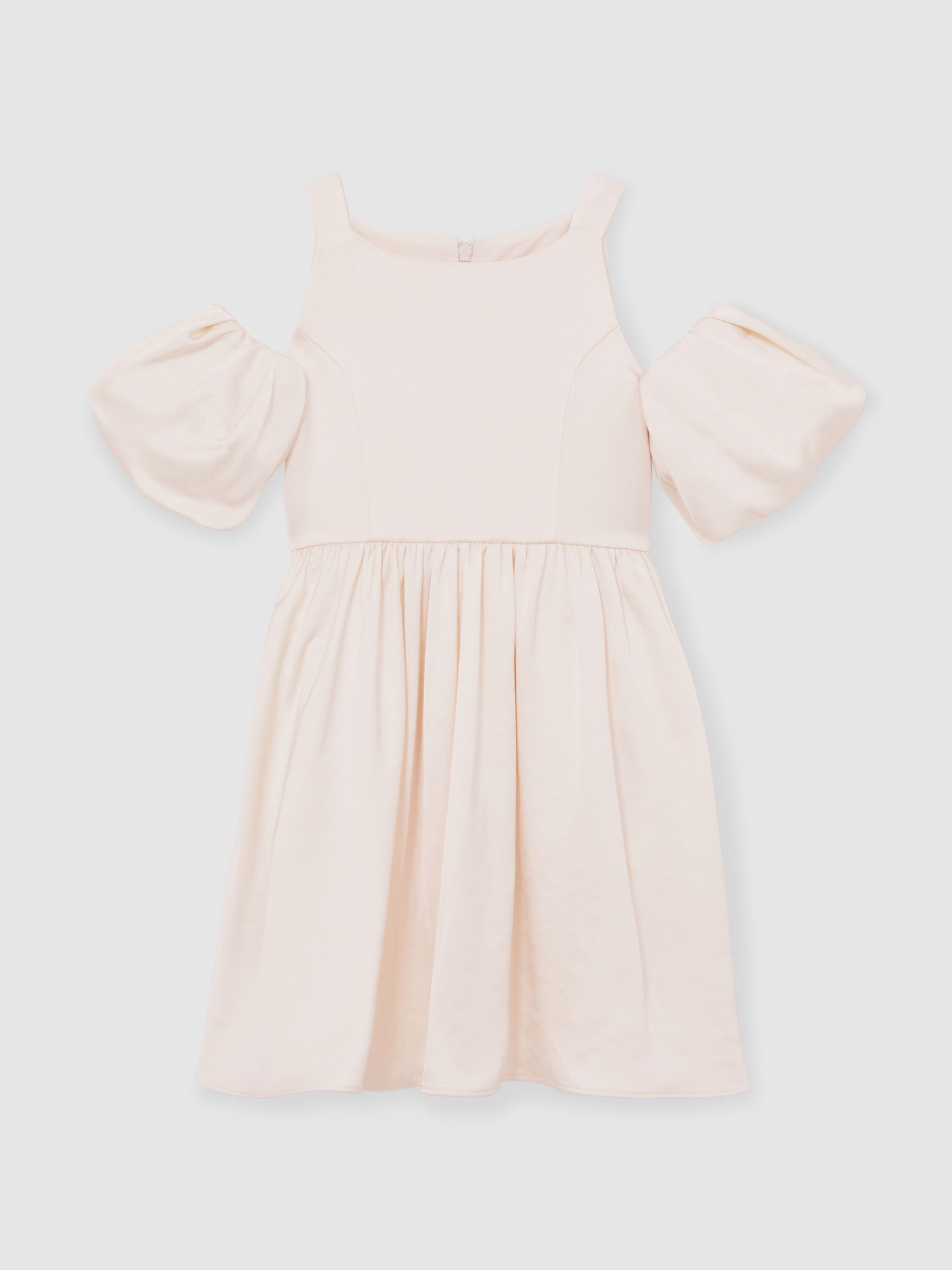 4-9 yrs Sateen Puff-Sleeve Bridesmaid Dress in Ivory