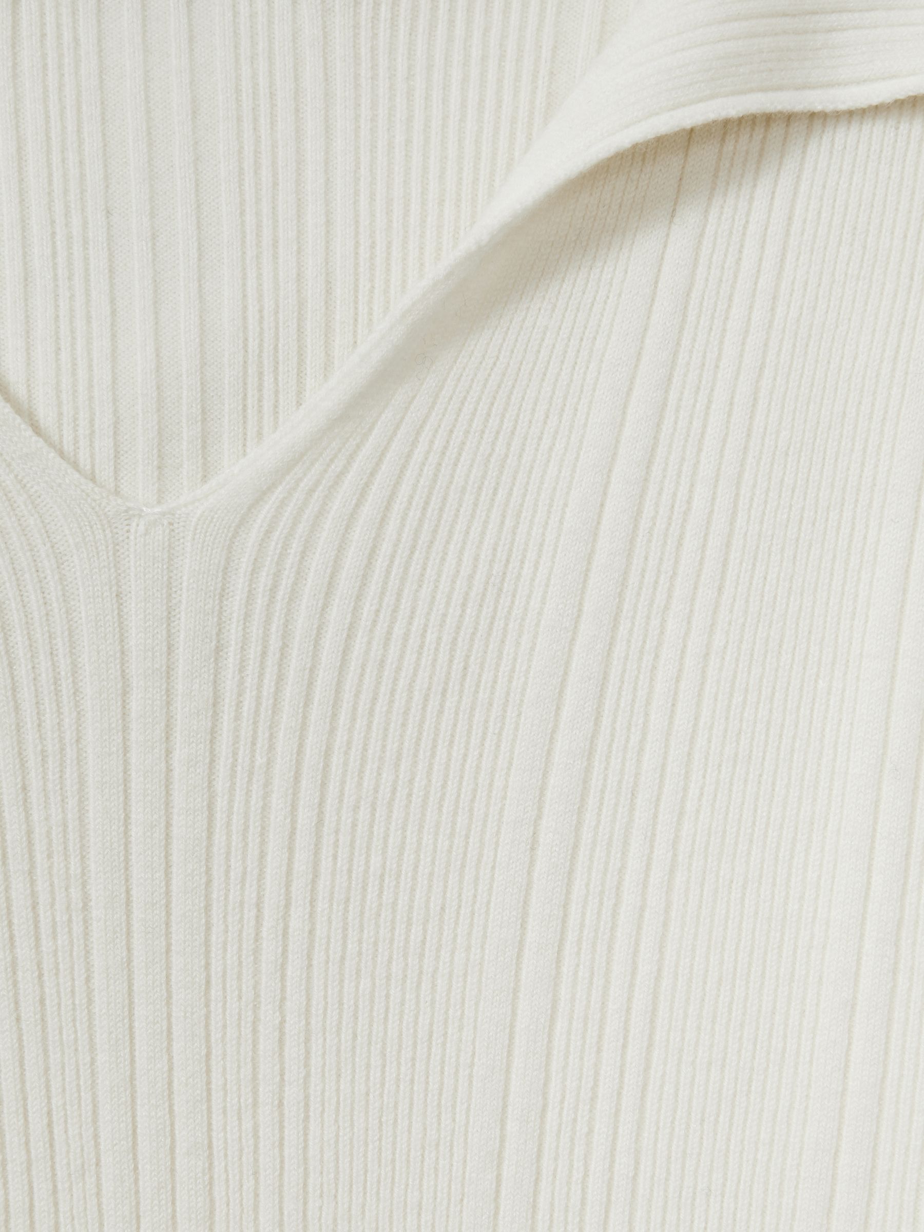 Wool-Blend Rib-Knit Hooded Jumper in Cream