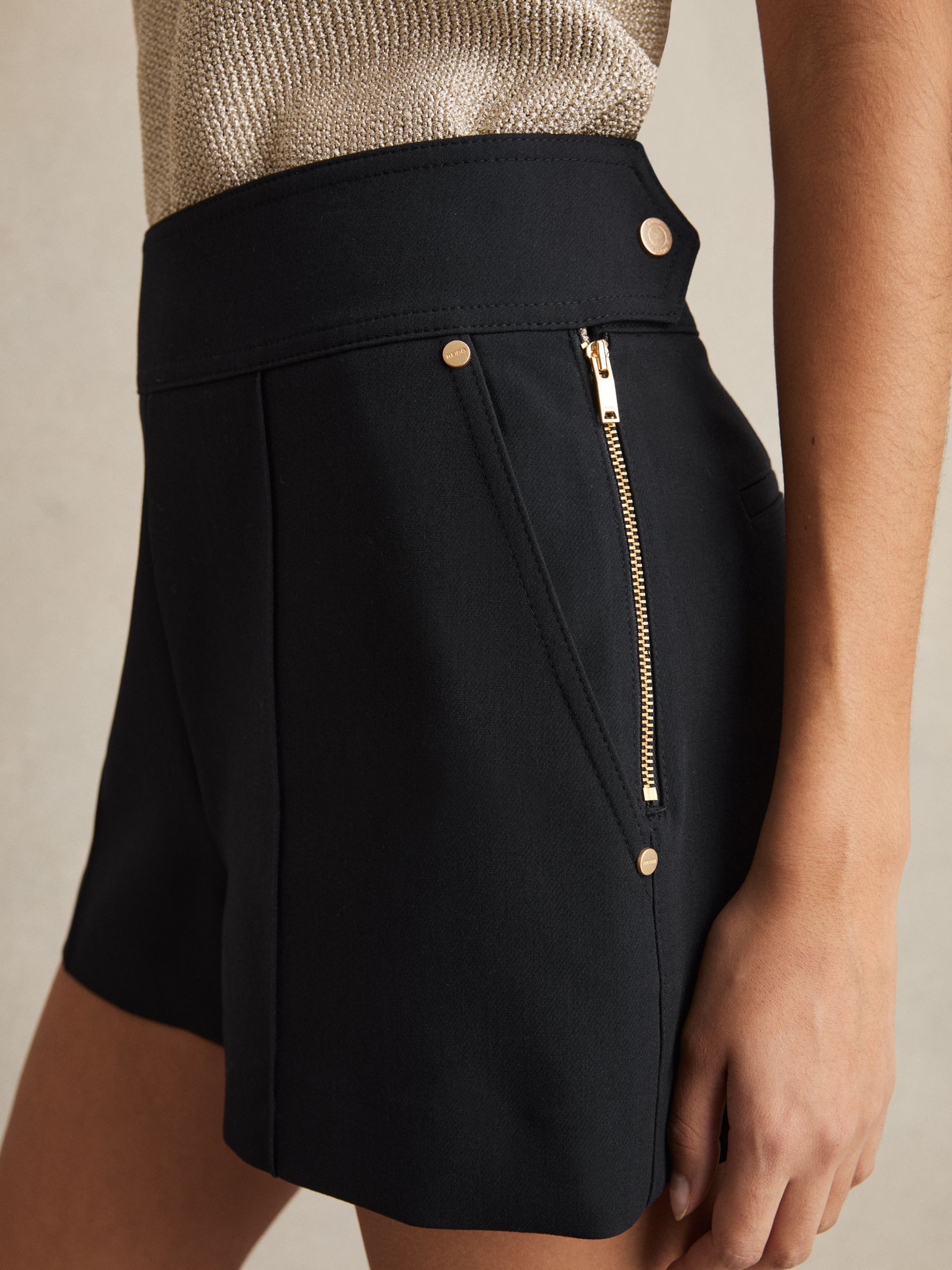 Stud-Detail Tailored Shorts in Navy