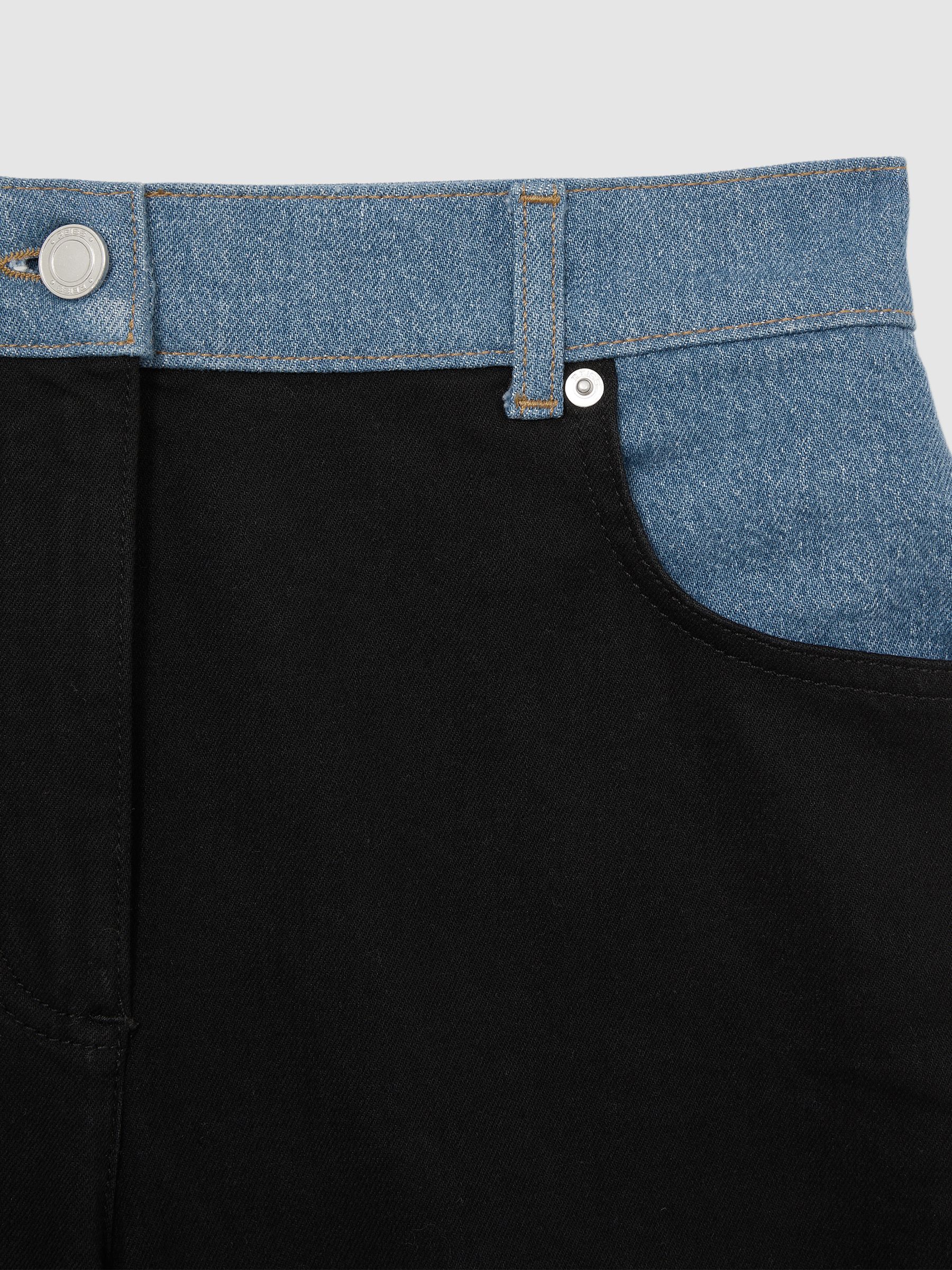Colour-Block Straight-Leg Jeans in Black