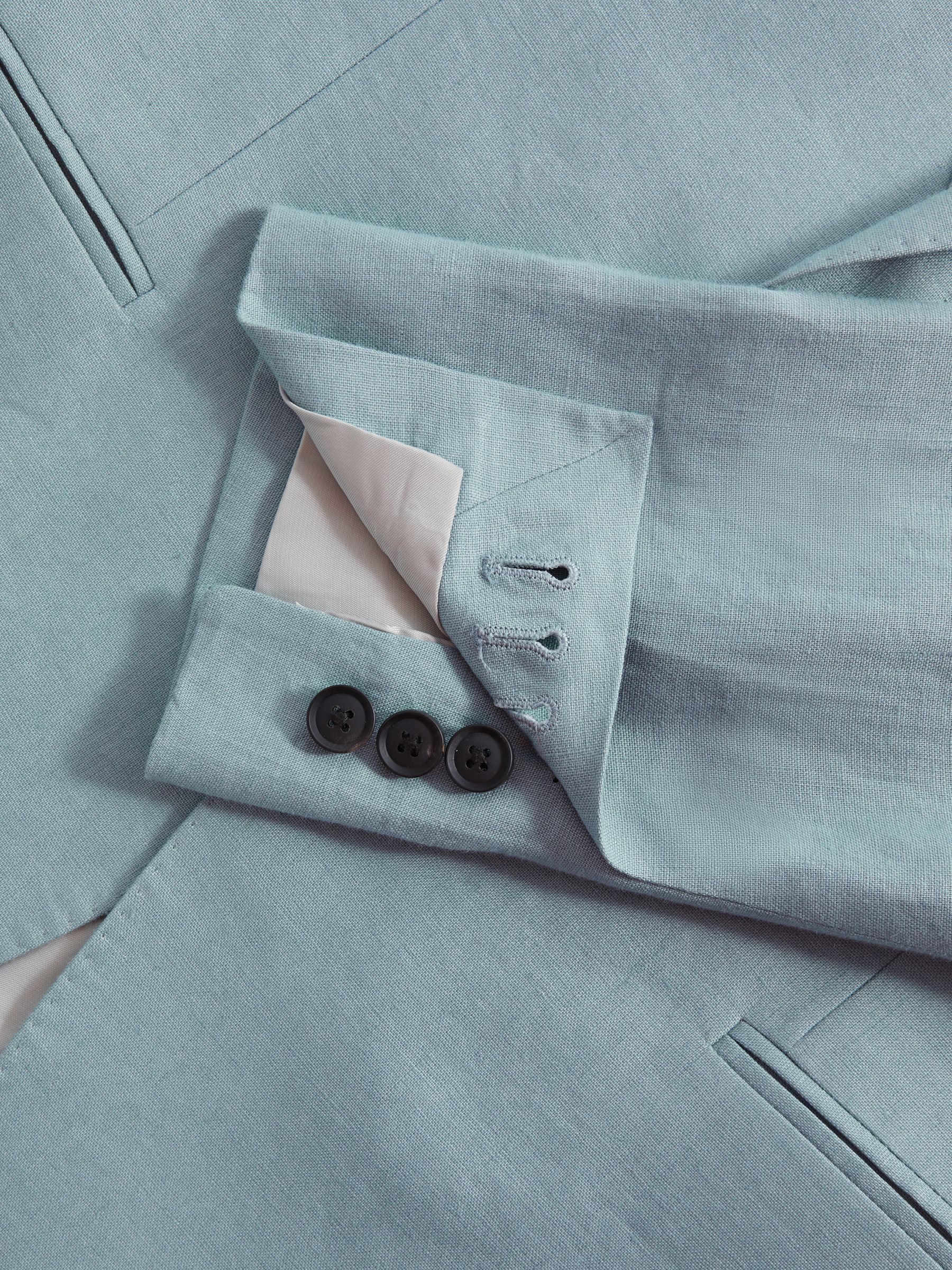 Single-Breasted Linen Suit Blazer Slim Fit in Aqua Blue