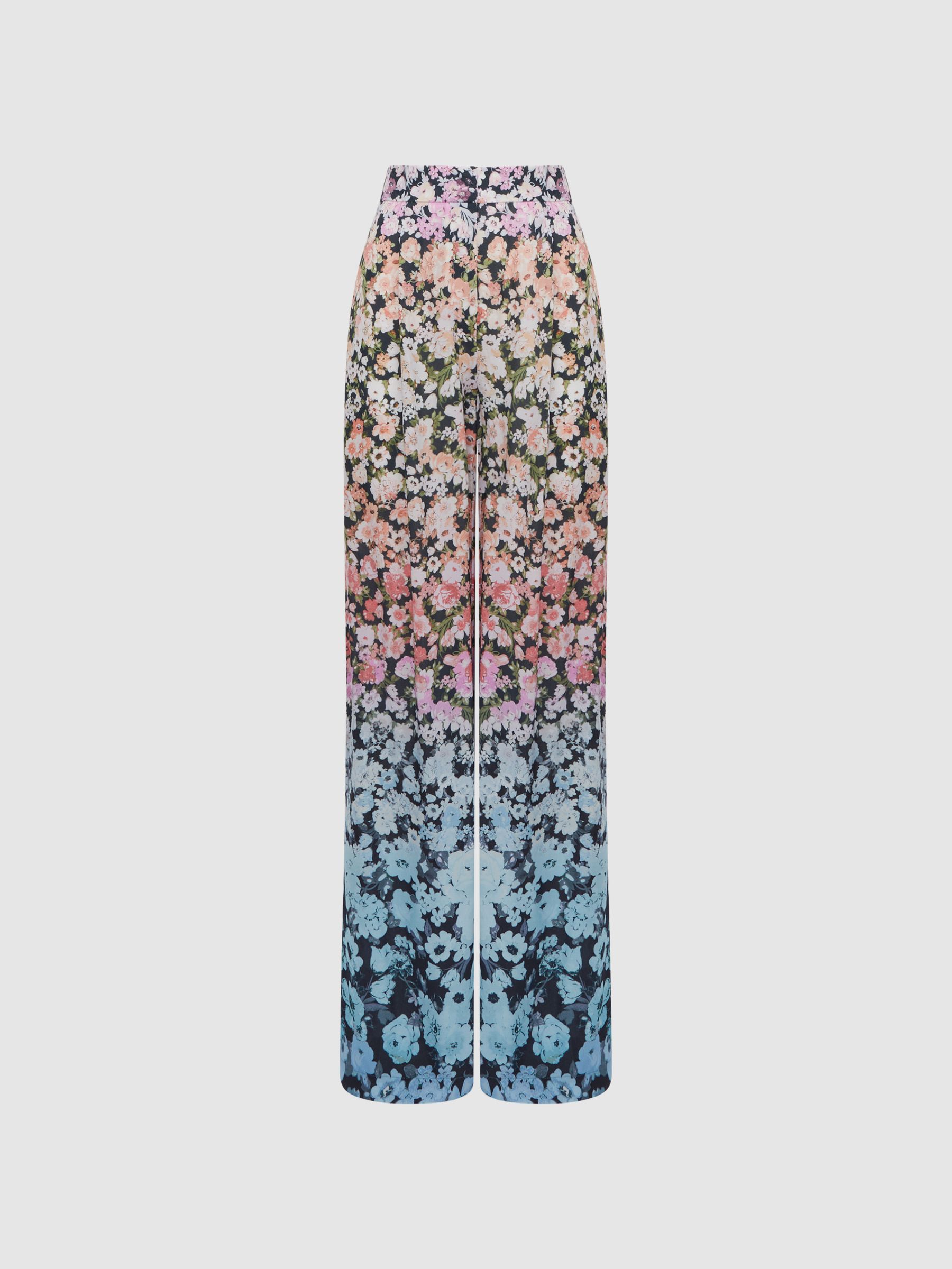 Petite Floral Print Wide Leg Trousers in Multi