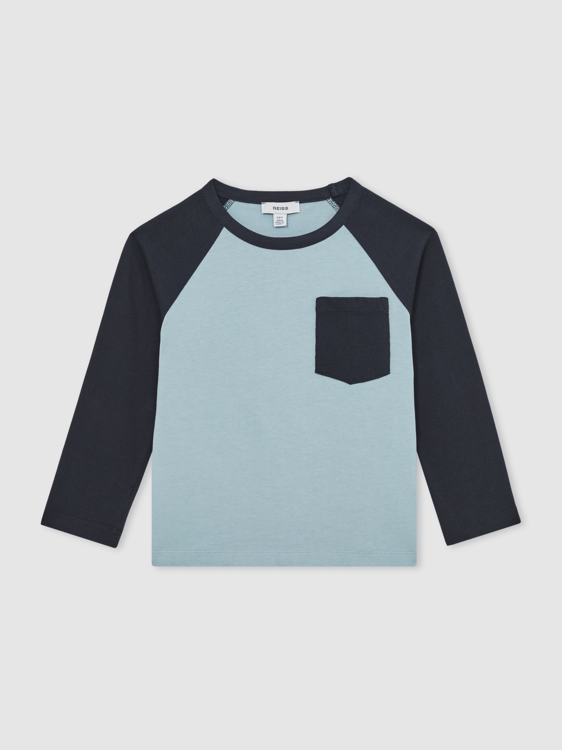 9-13 yrs Cotton Colour-Block Long-Sleeve T-Shirt in Navy Blue