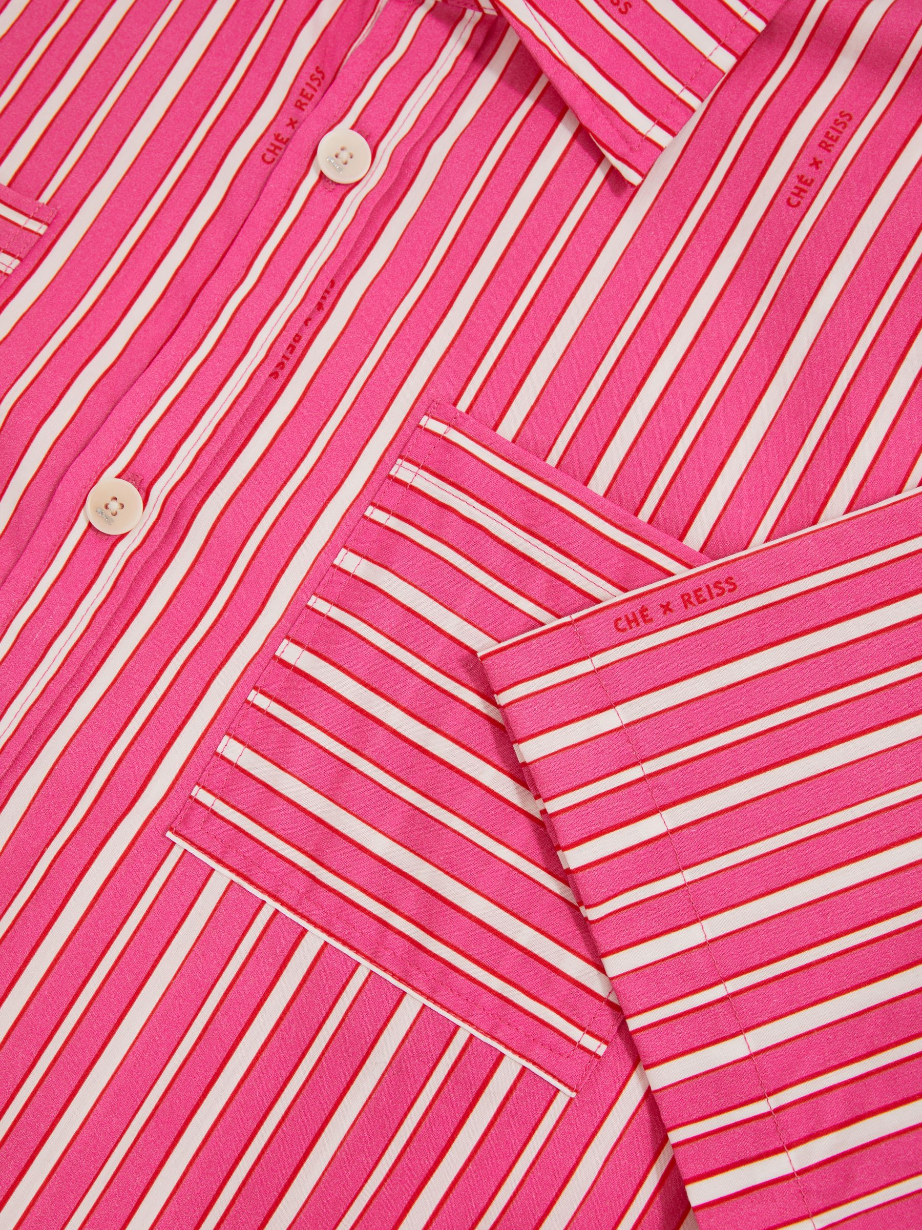 Reiss | Ché Poplin Stripe Shirt in Soft Pink/White