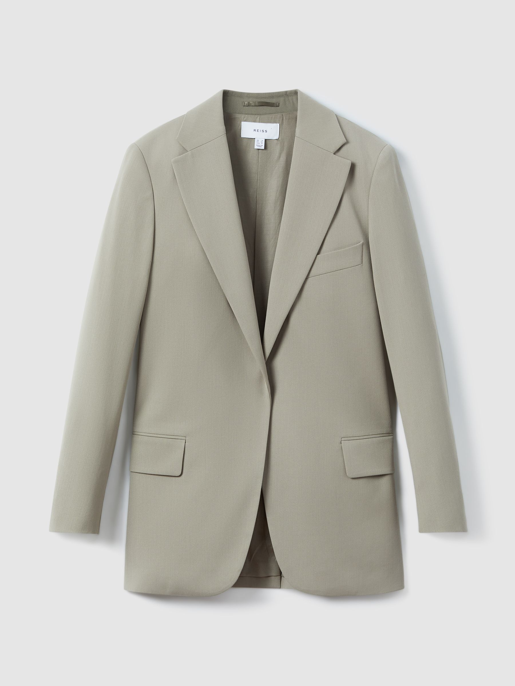 Wool Blend Single Breasted Suit Blazer in Green