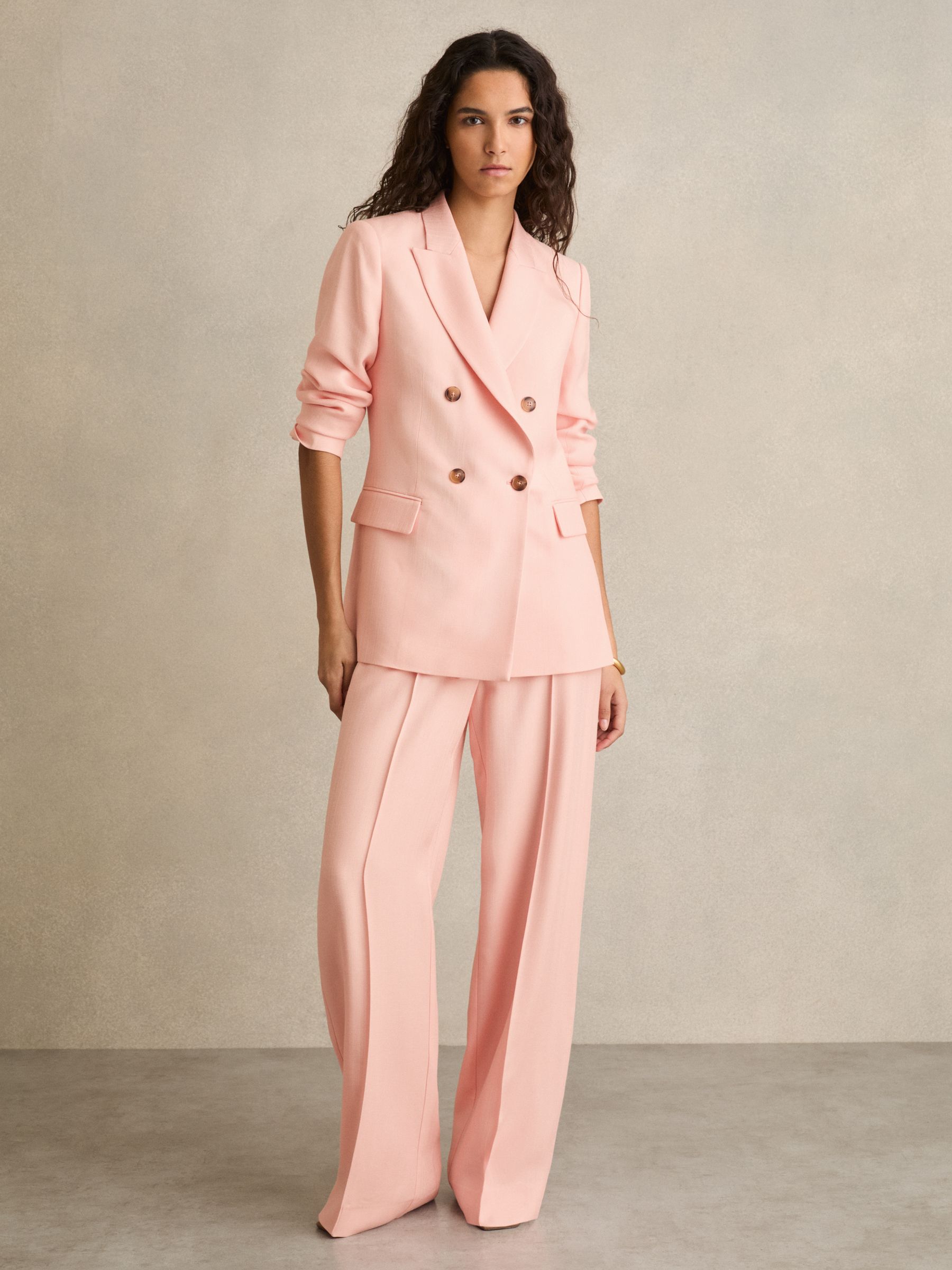 Petite Wide-Leg Suit Trousers in Pink