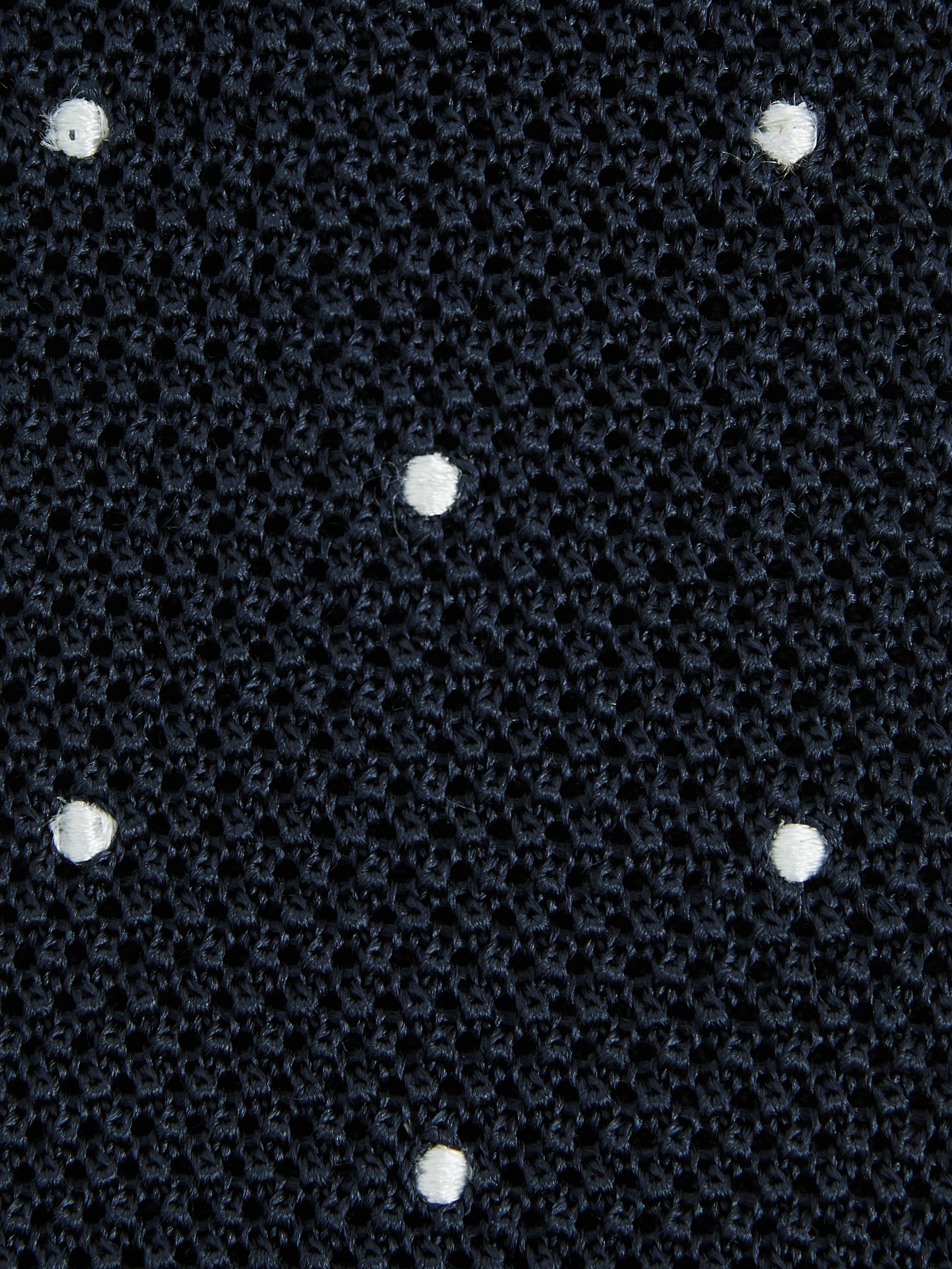 Silk Knitted Pin-Dot Tie in Navy