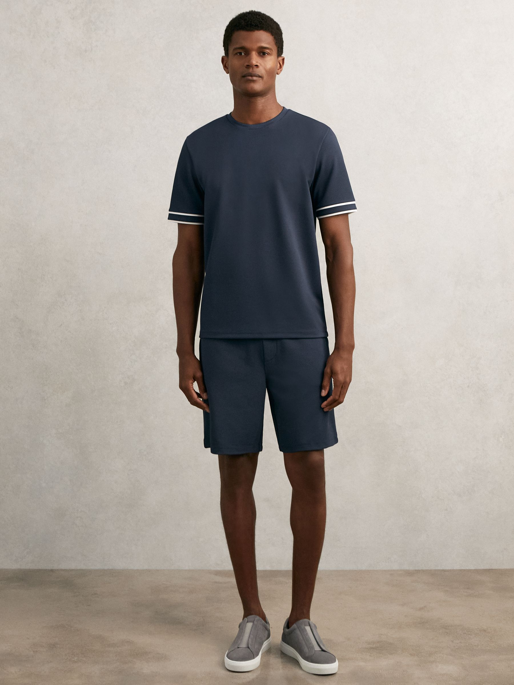 Textured Drawstring Shorts in Airforce Blue