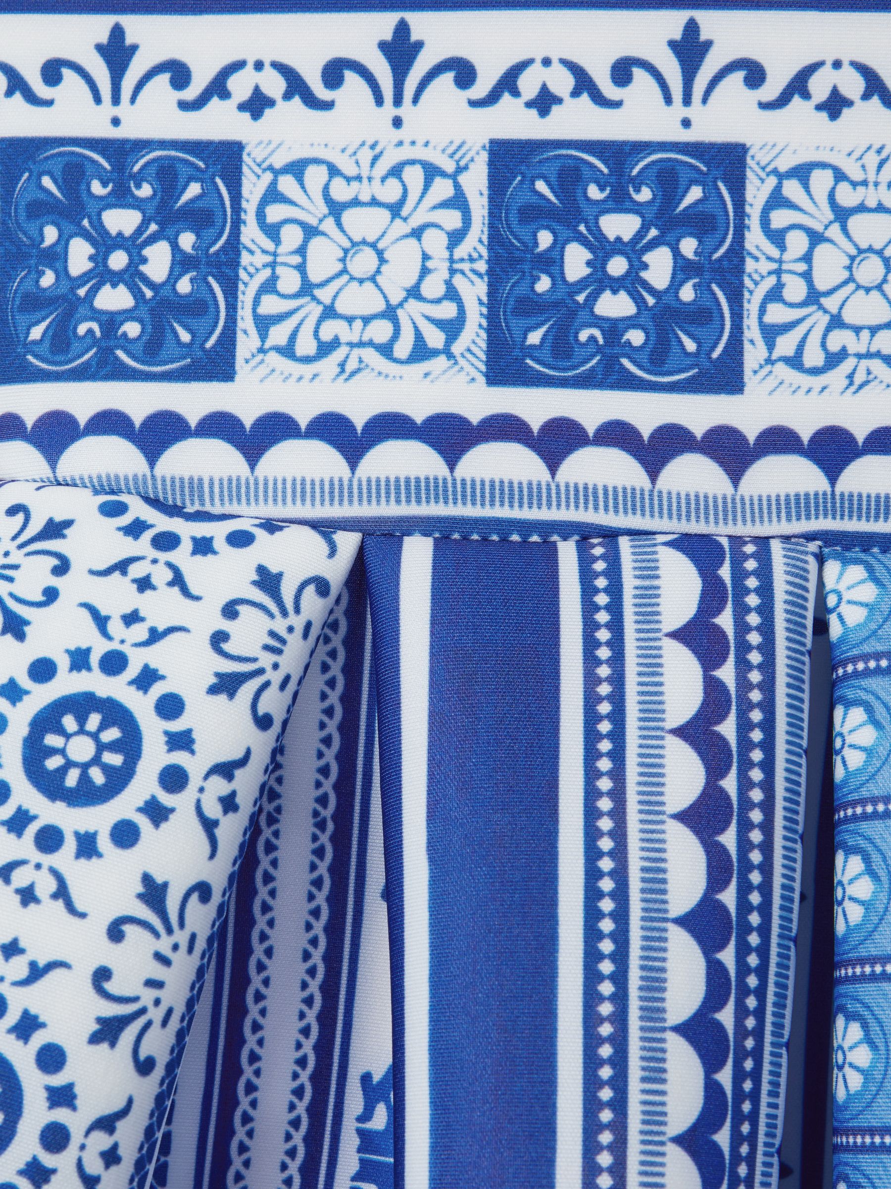 9-13 yrs Tile Print Scuba Fit-and-Flare Dress in Blue Print