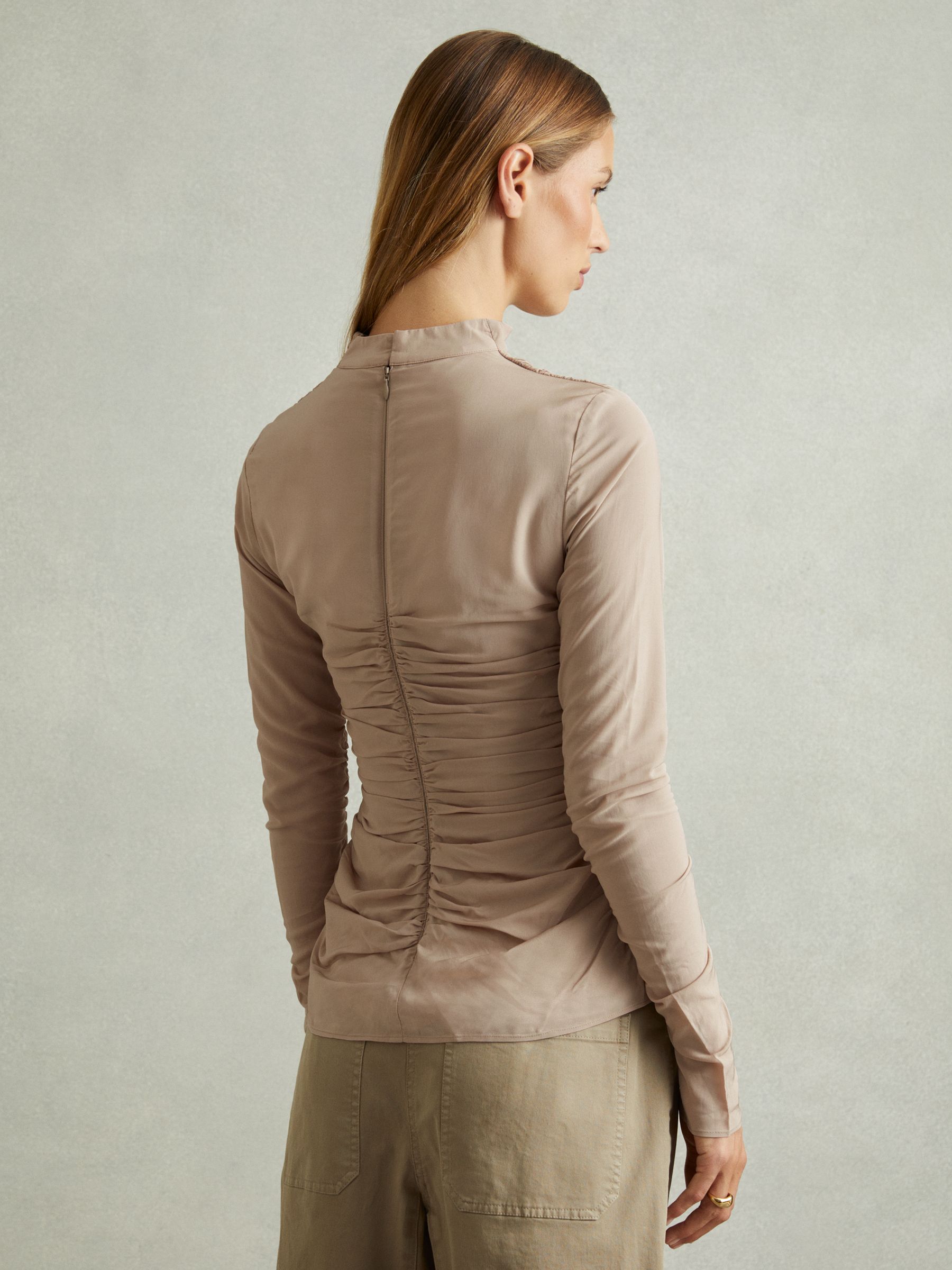 Eleni Blush Ruched Long Sleeve Top