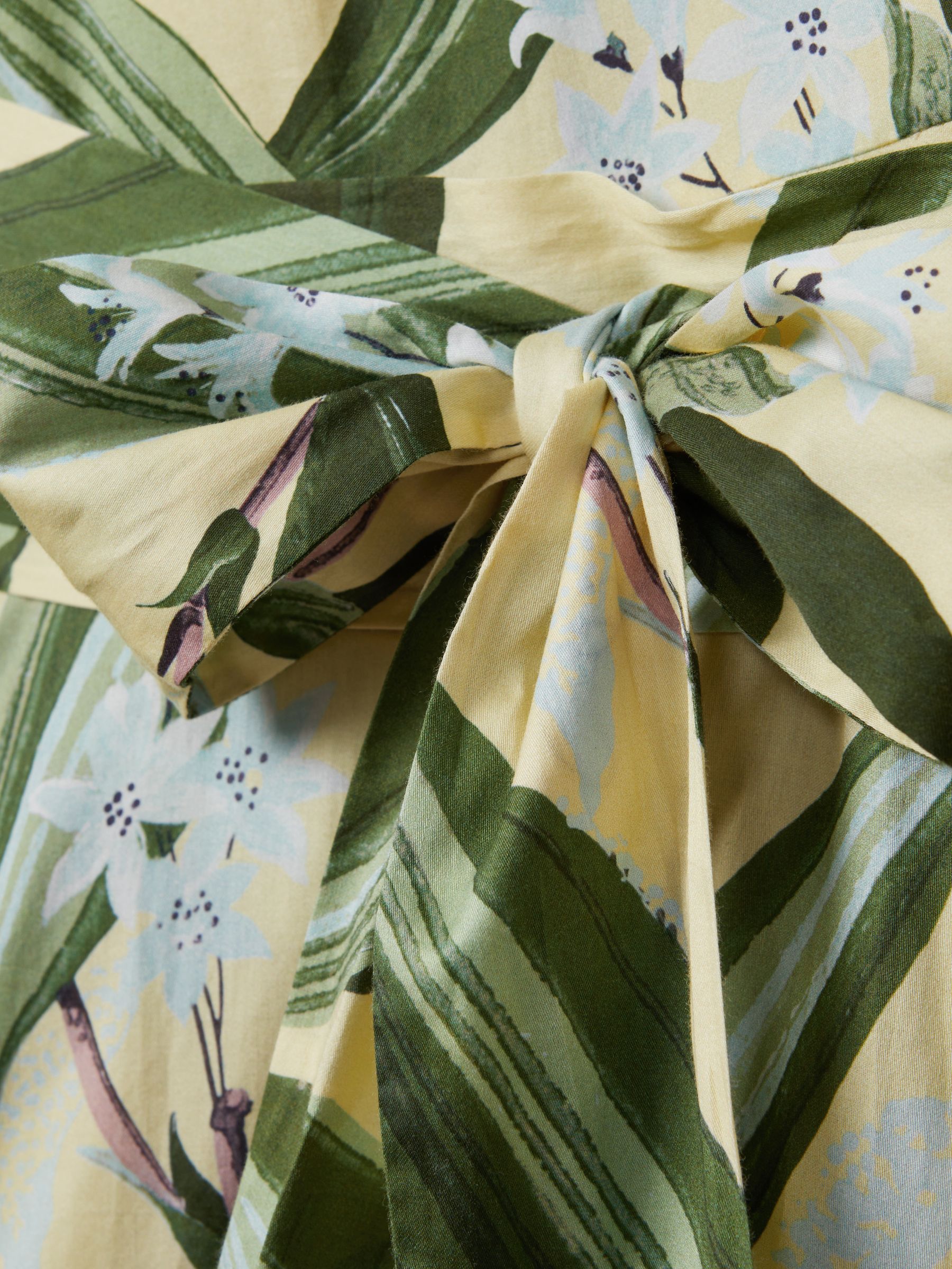 Florere Printed Wrap Midi Dress in Pale Yellow
