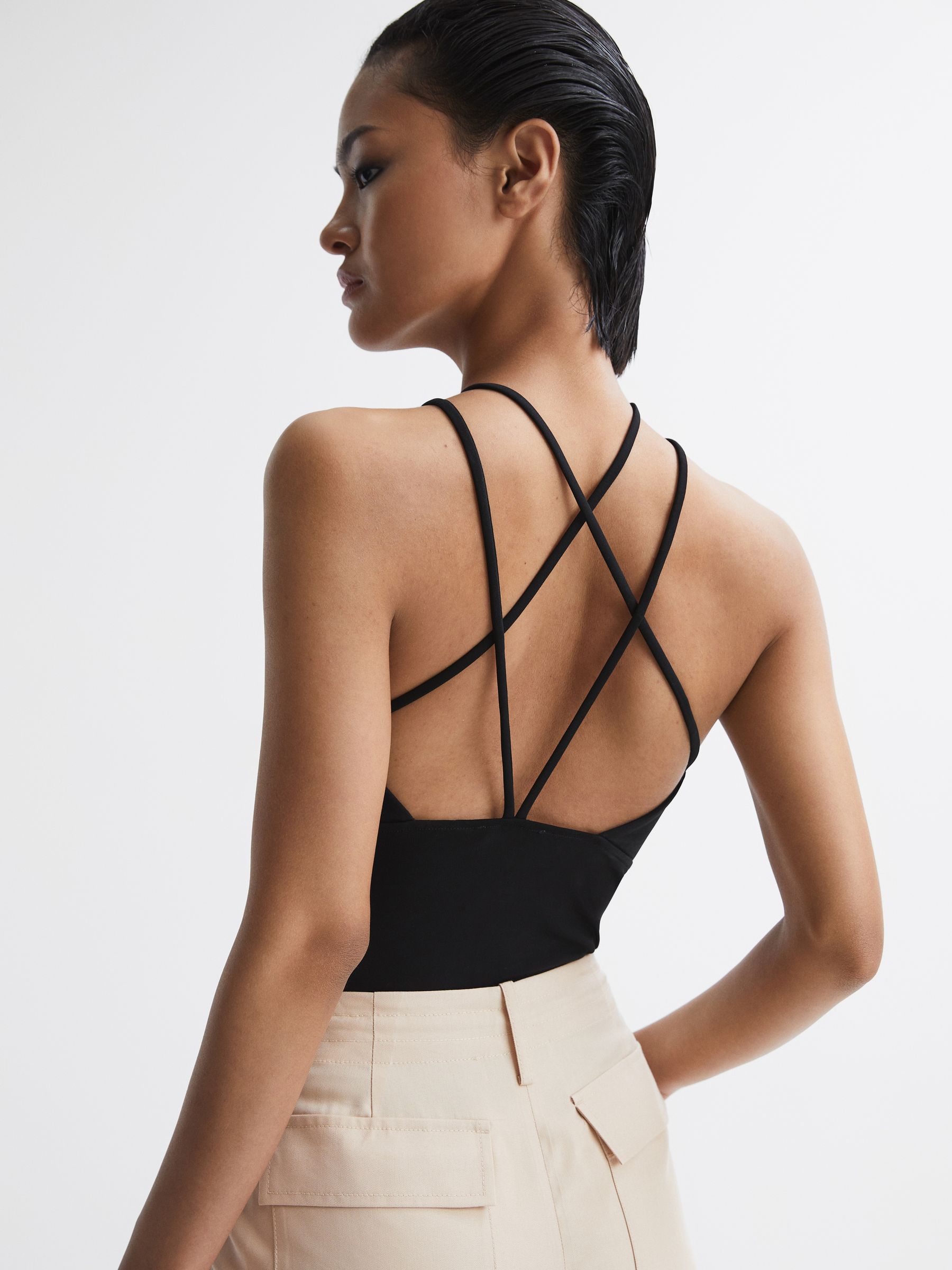 Strappy Cut-Out Top in Black