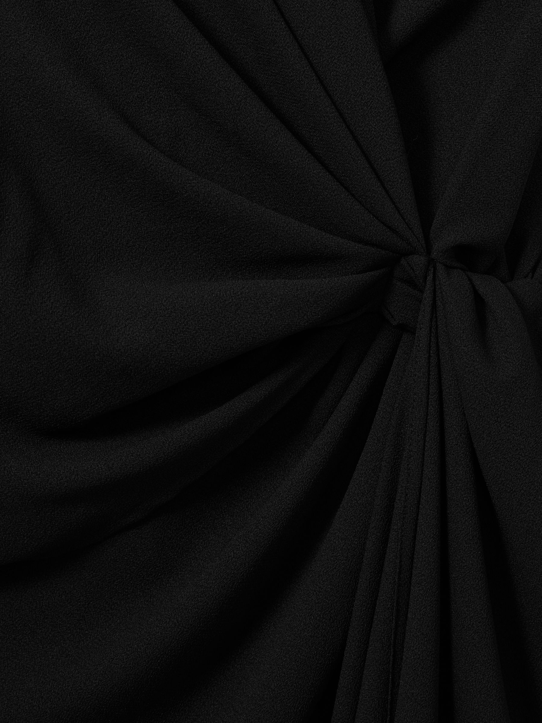 Wrap Front Twist Detail Midi Dress in Black
