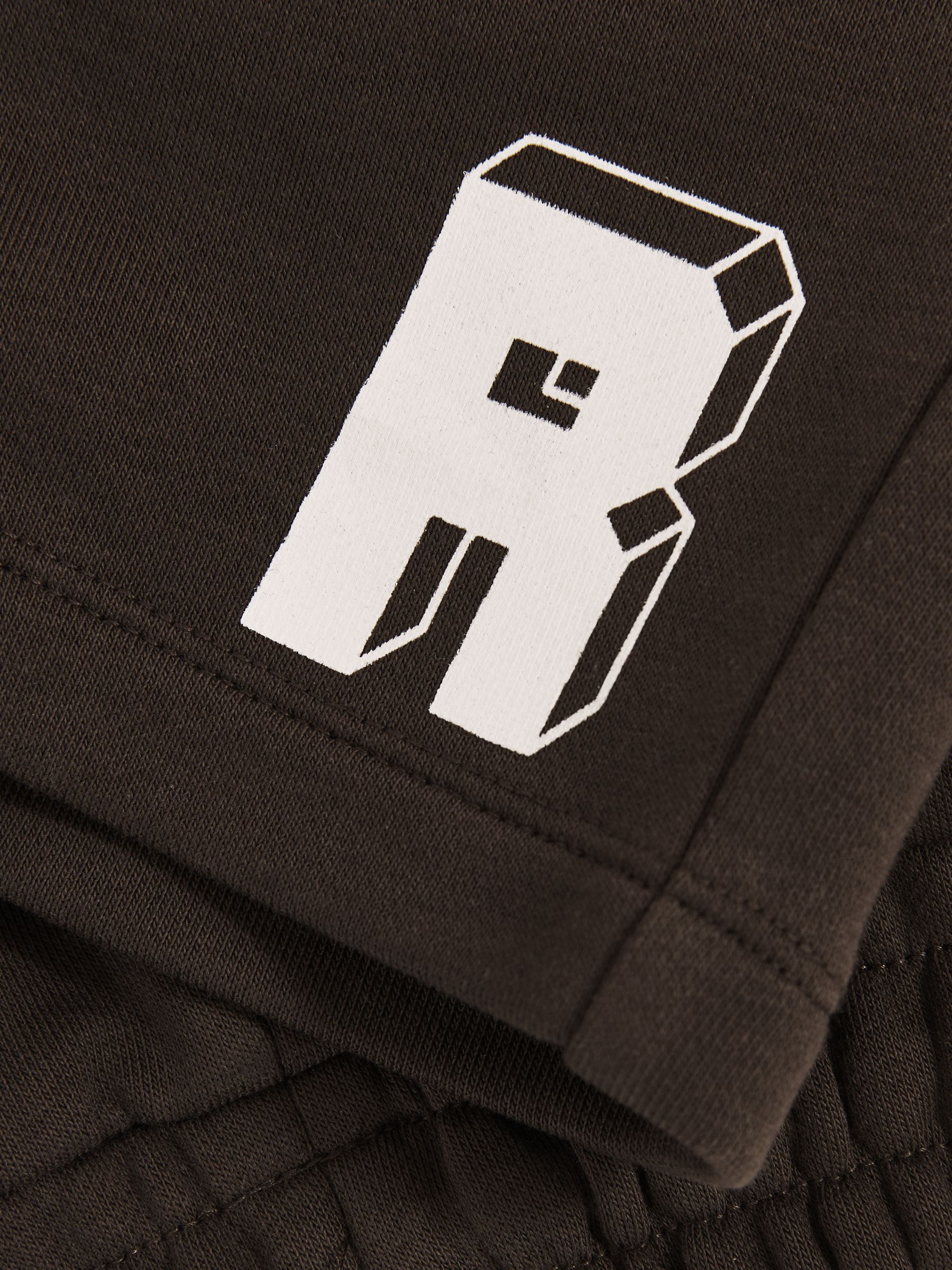 13-14 yrs Jersey Drawstring R Print Shorts in Chocolate Brown / Off White