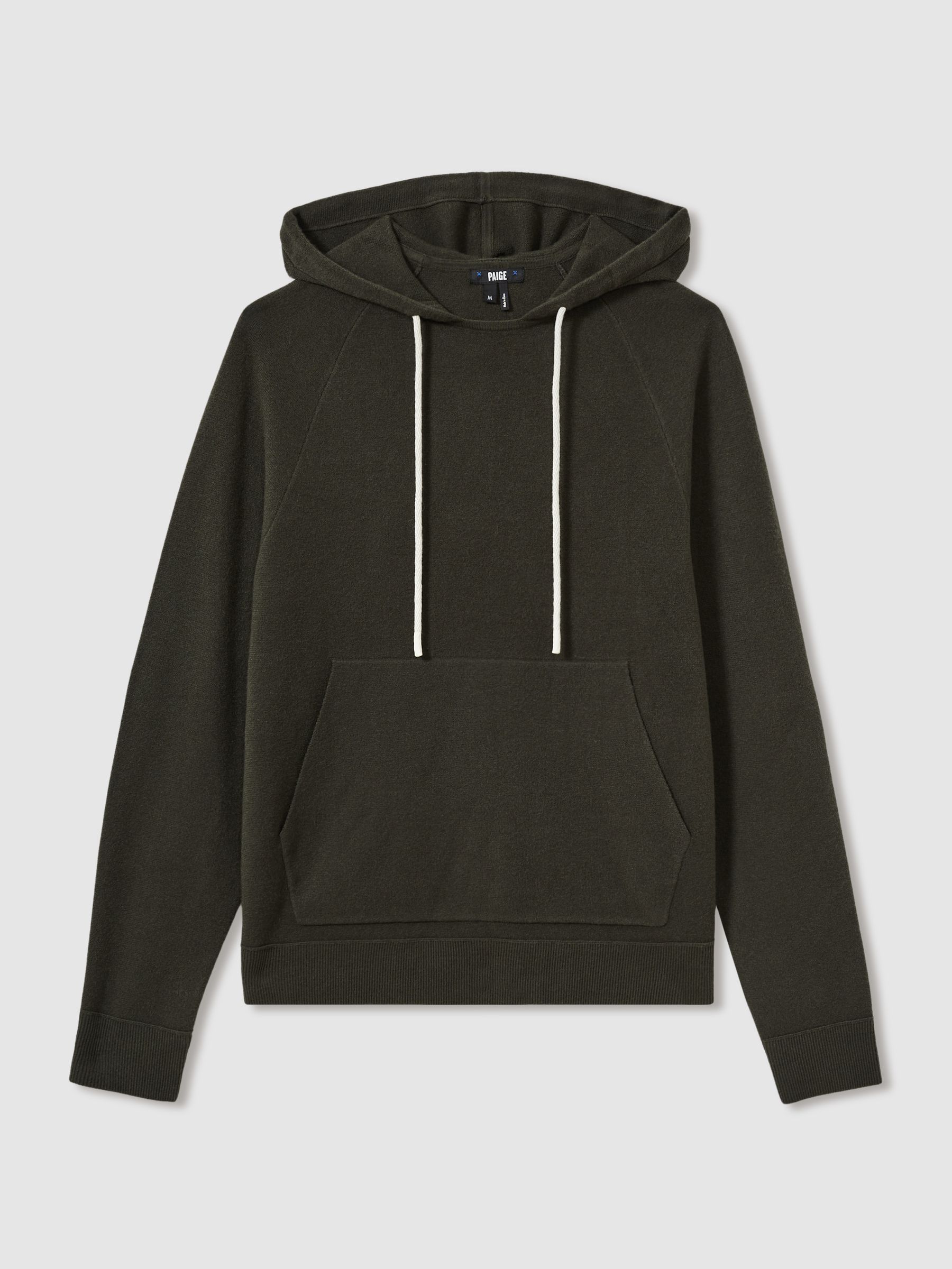 Paige Donaldson Drawstring Knitted Hoodie in Khaki