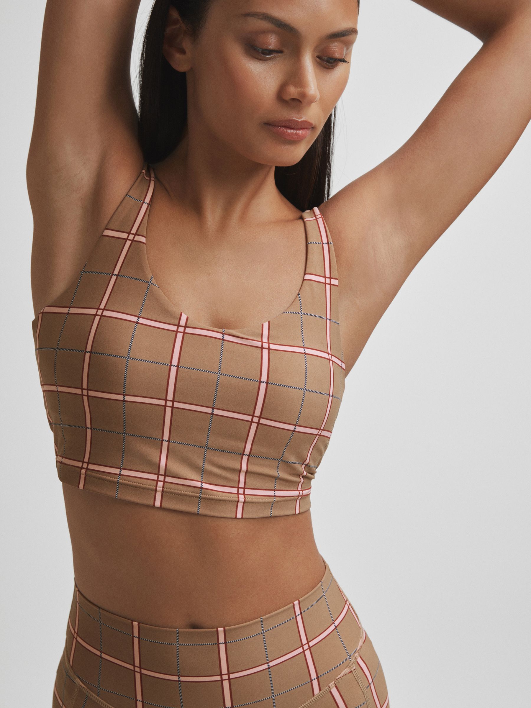 The Upside Check Sports Bra in Brown Check