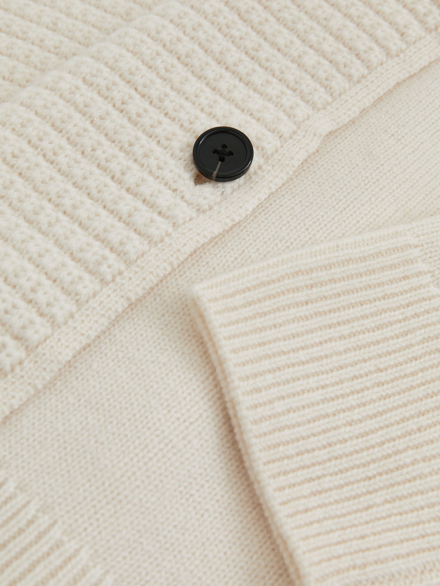 Wool-Cashmere Button-Neck Jumper in White