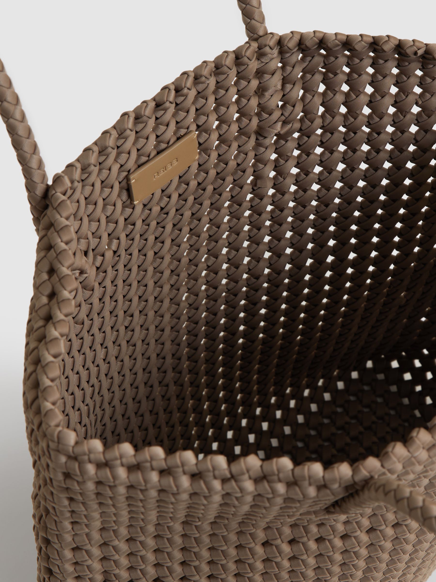 Woven Neoprene Tote Bag in Taupe