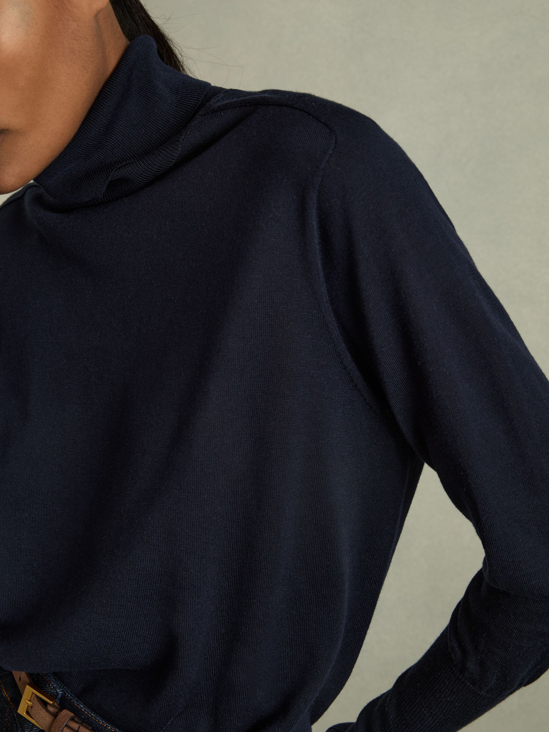 Roll-Neck Jumper With Cashmere in Navy