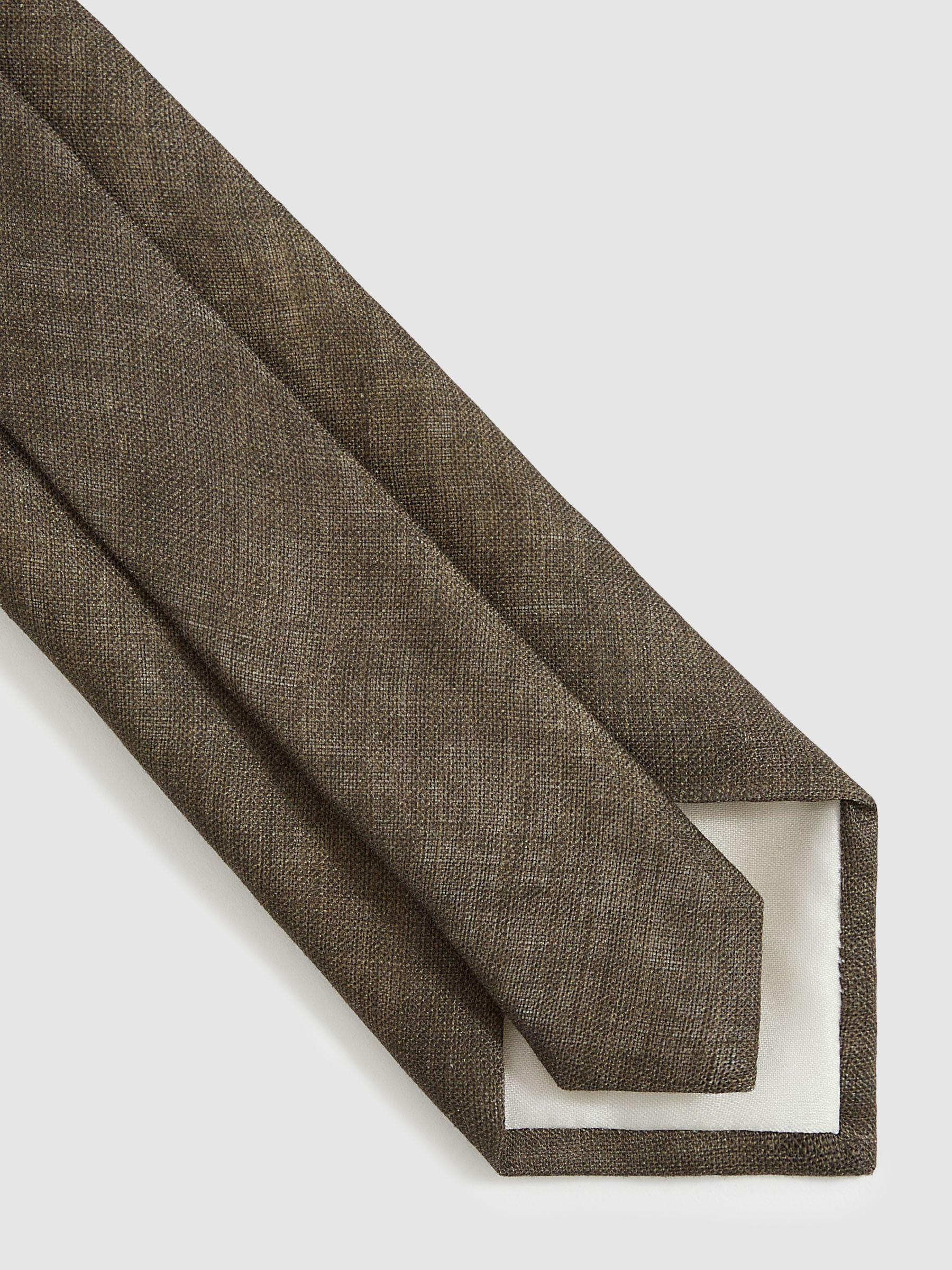Linen Textured Tie in Olive