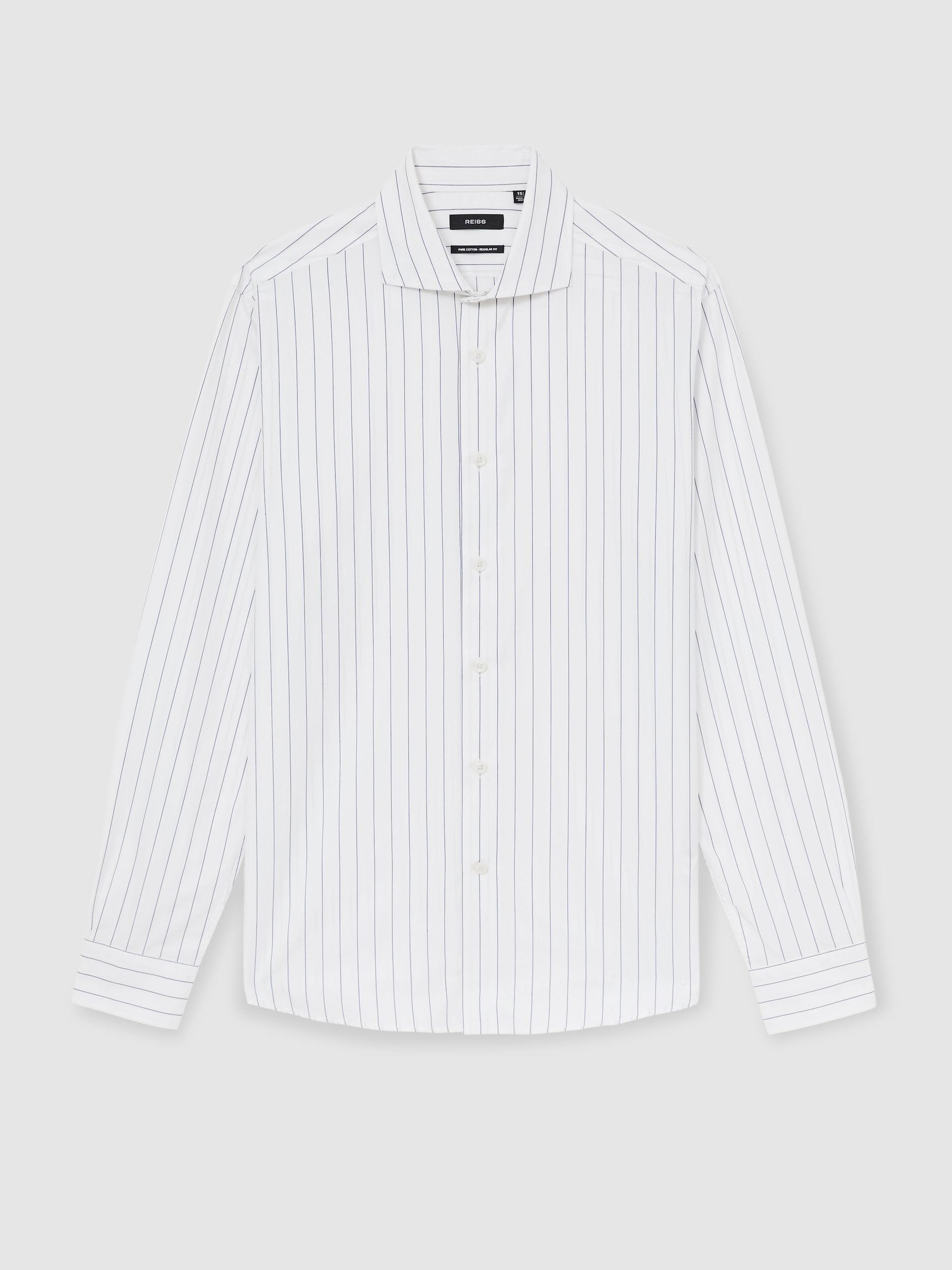 Cotton Cutaway Collar Stripe Shirt in Blue/White