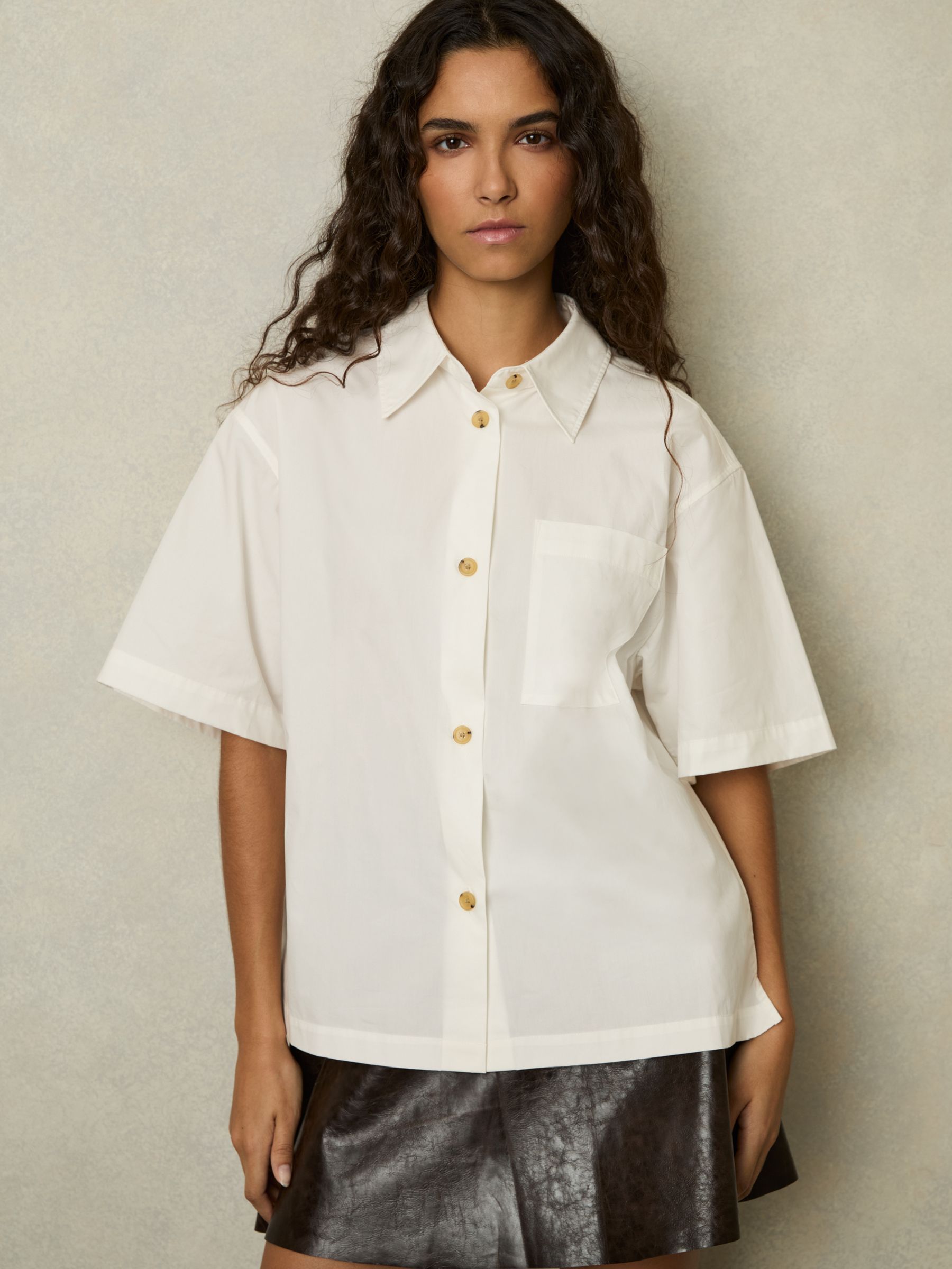 Cotton Short-Sleeve Shirt in White