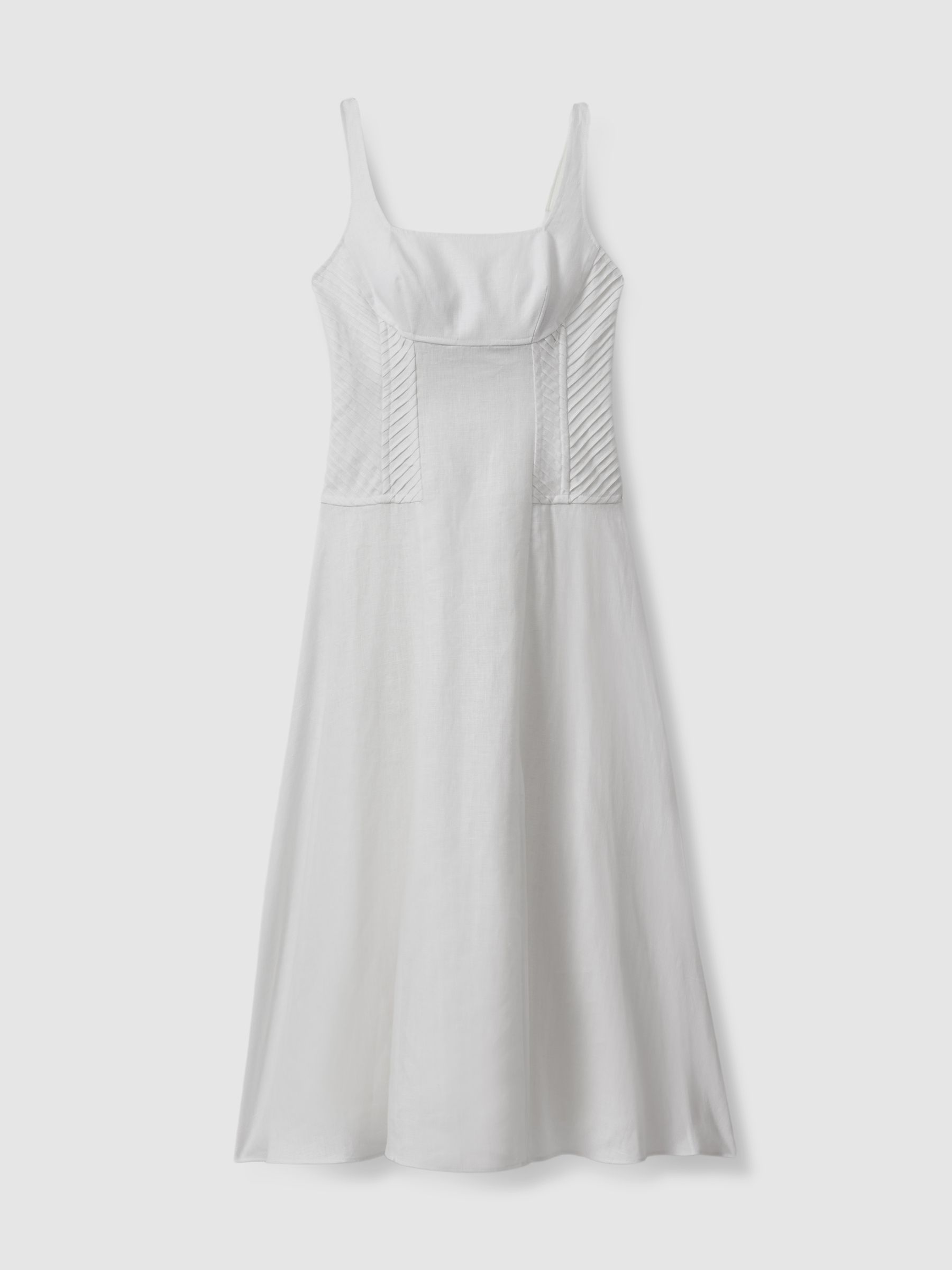 Linen Corset Midi Dress in Ivory