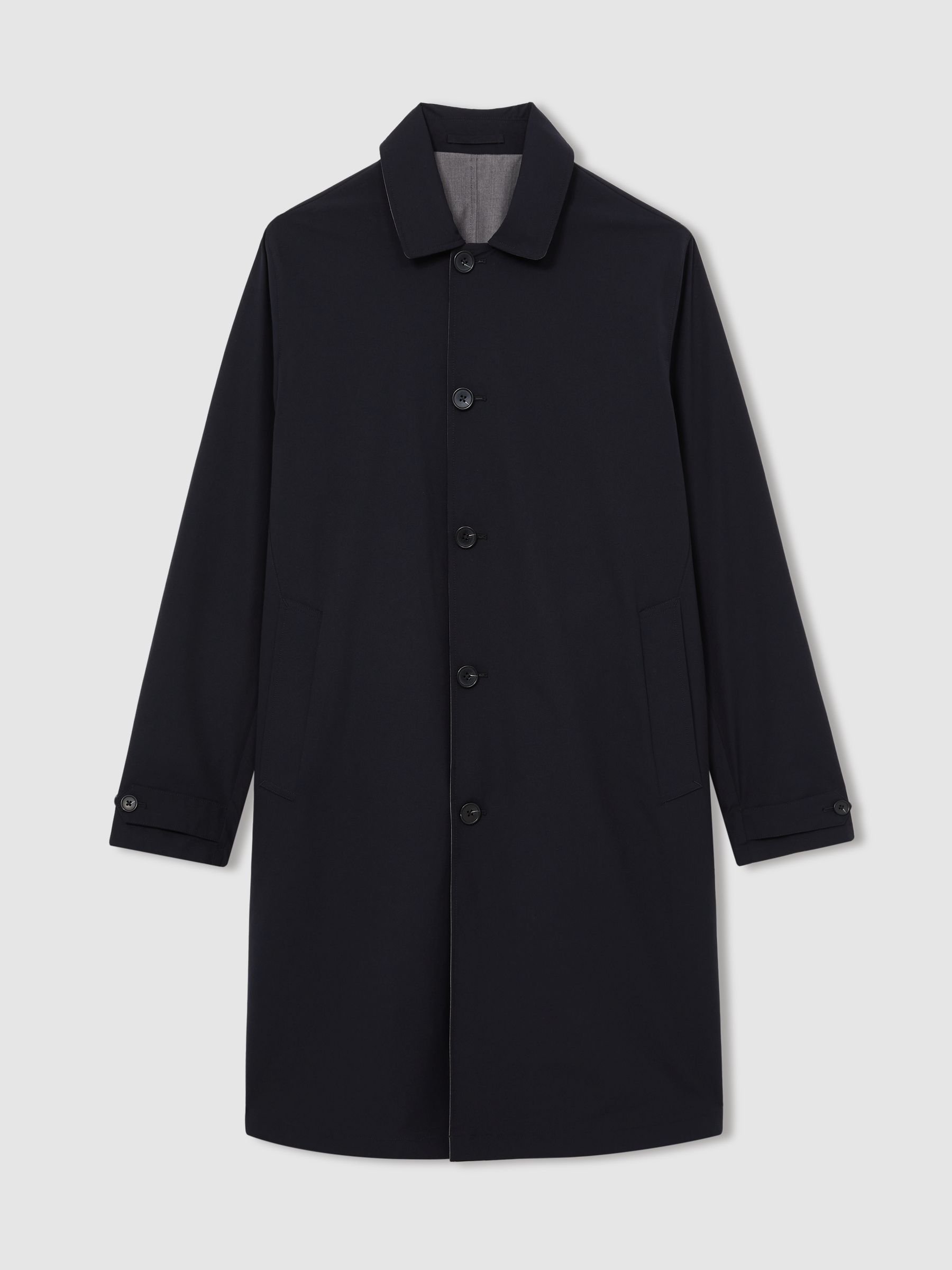 Reversible Mid-Length Coat in Navy/Grey