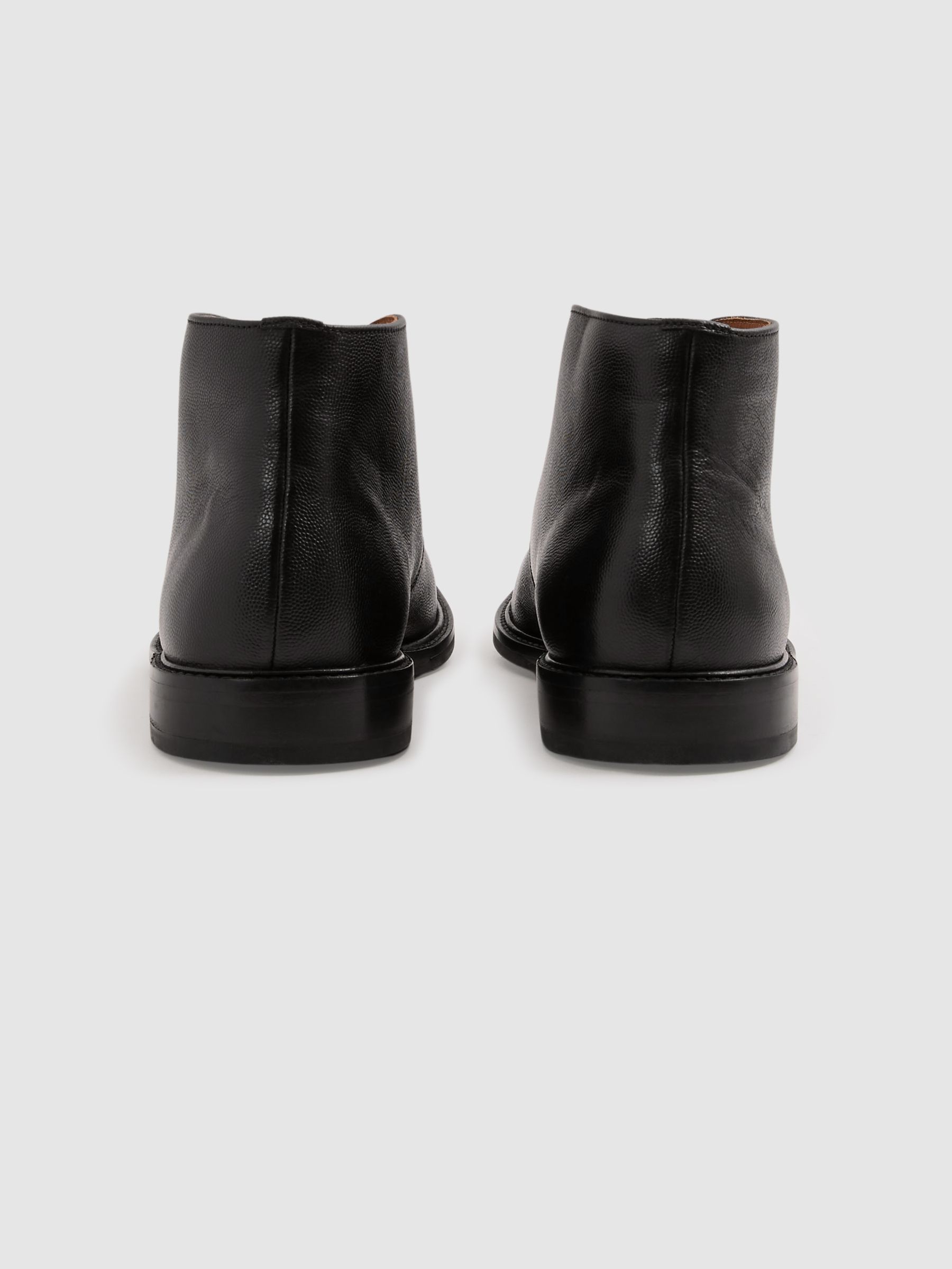 Cooper Black Grained Leather Chukka Boots