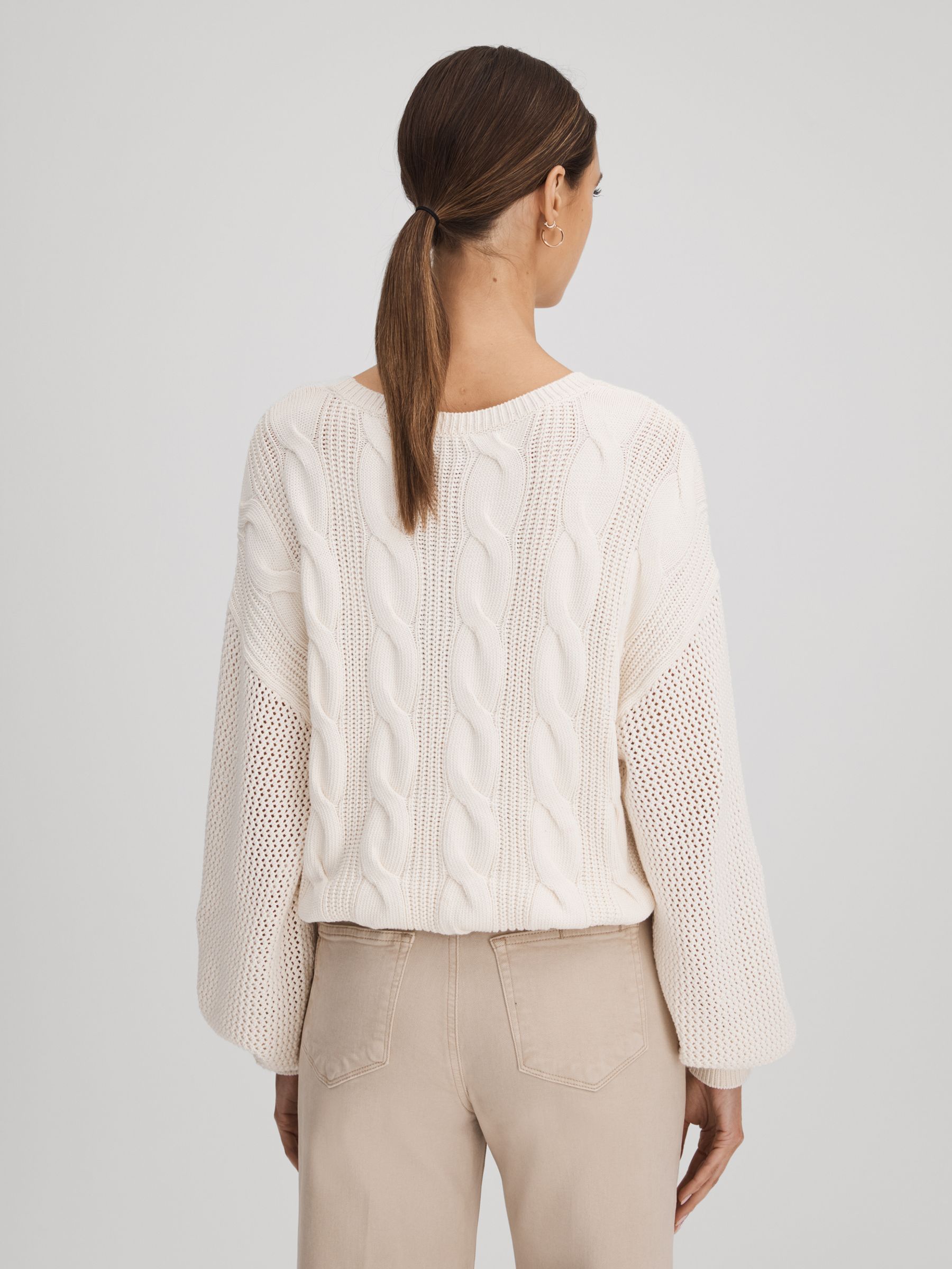 Paige Cotton Blend Knitted Jumper in Ivory