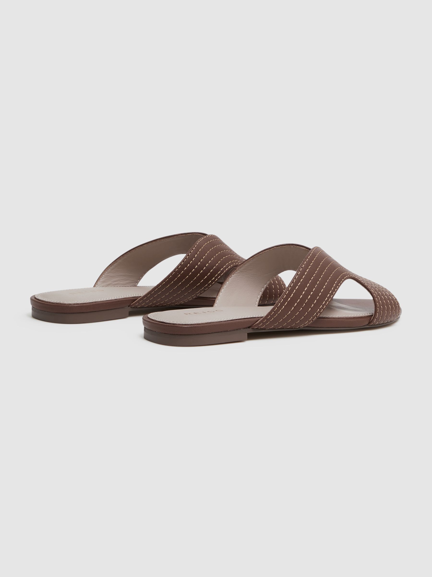 Leather Slip-On Sandals in Tan