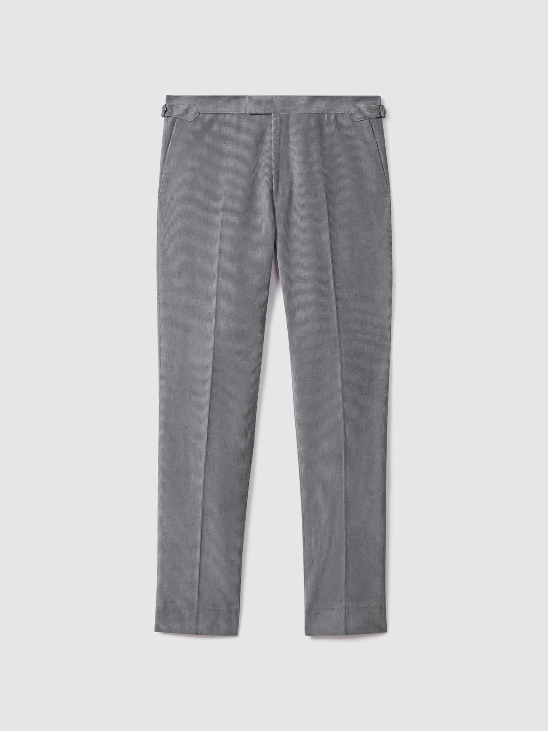 Slim Fit Corduroy Trousers with Turn-Ups in Ice Blue
