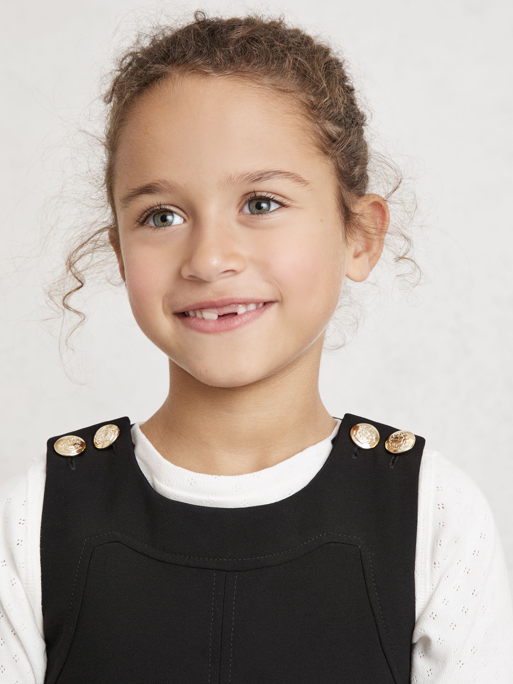 3-9 yrs Button-Detail Sleeveless Shift Dress in Black