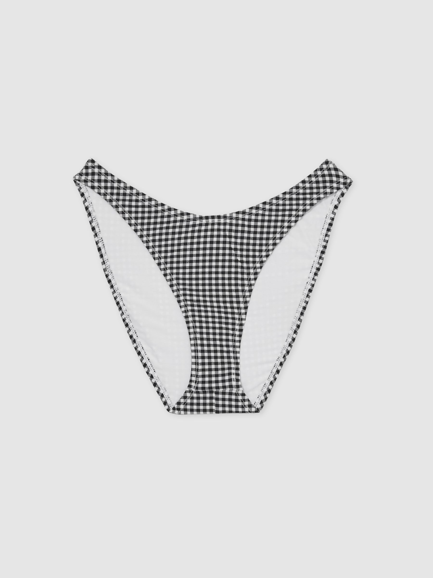 Good American Gingham Bikini Bottoms in Black