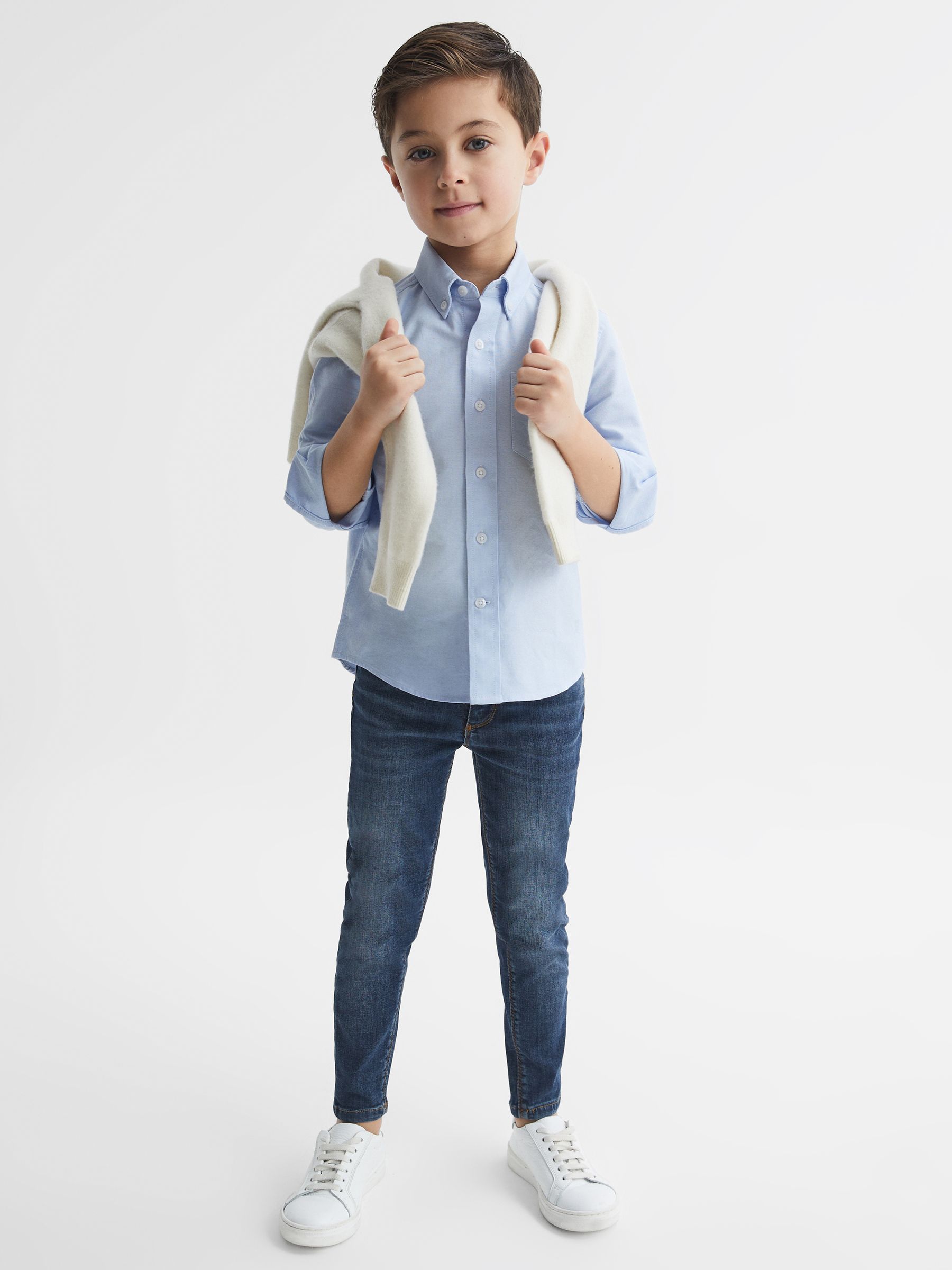 4-9 yrs Button Down Oxford Shirt in Soft Blue